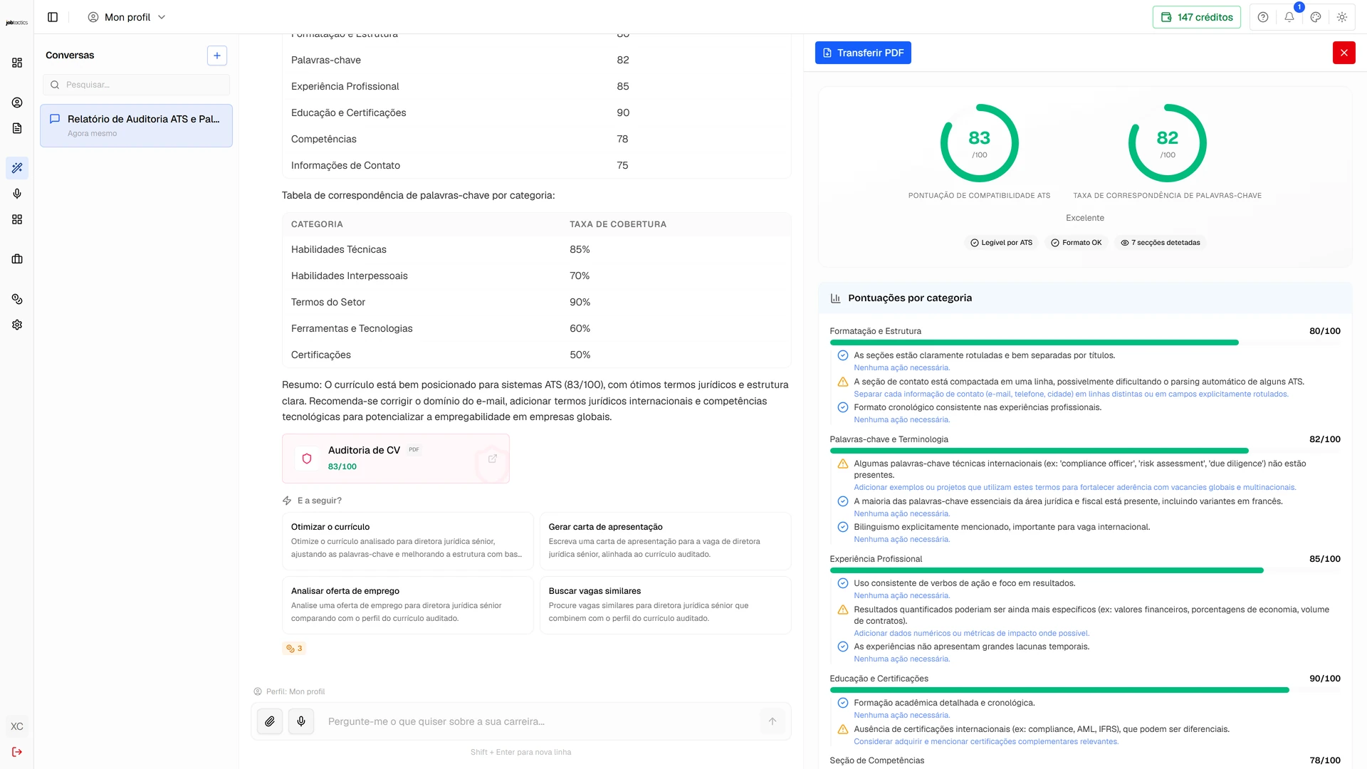 Auditoria ATS em tempo real