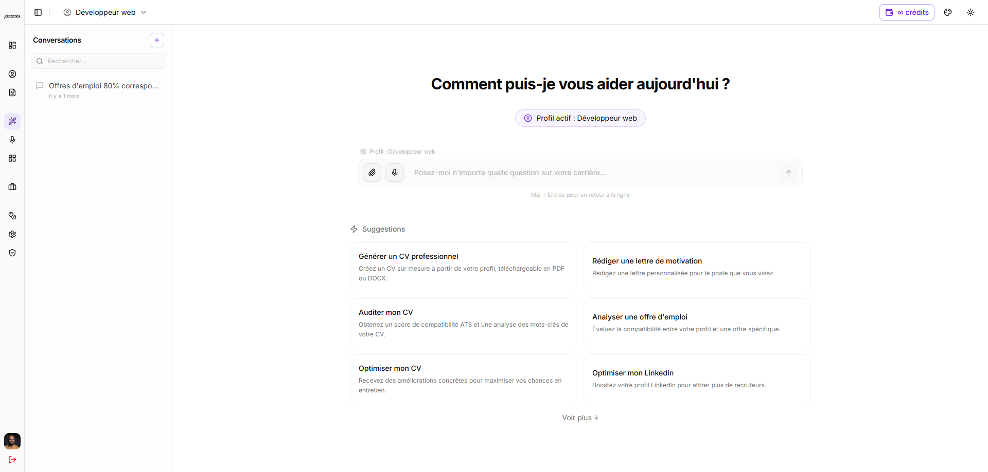Studio CV guidé par IA