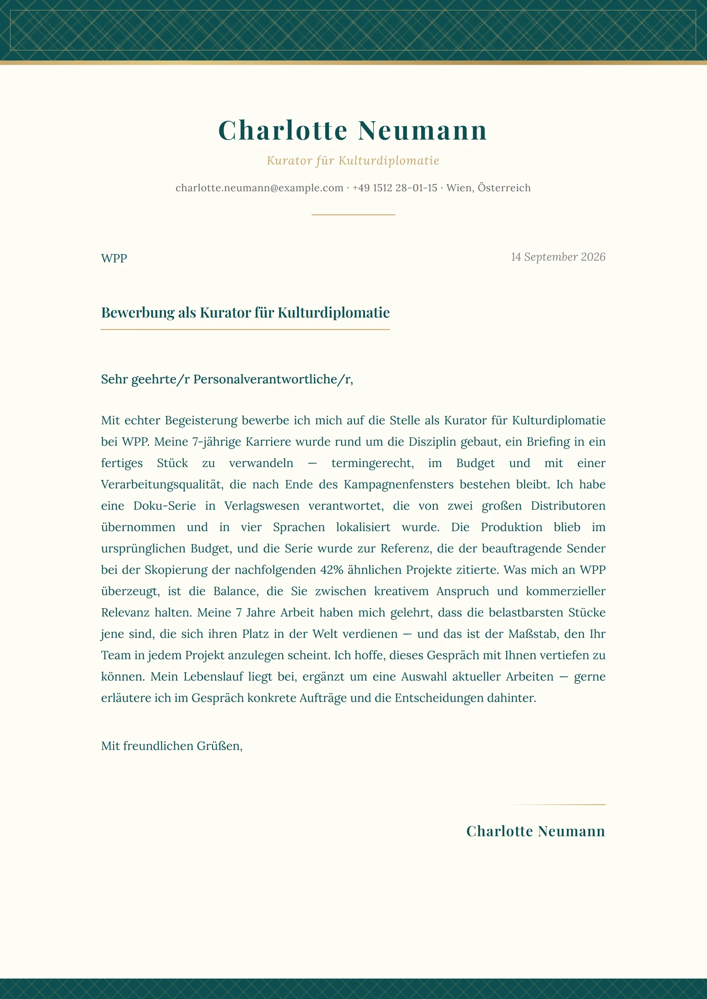 Arabische Kalligrafie — Anschreiben-Vorlagen