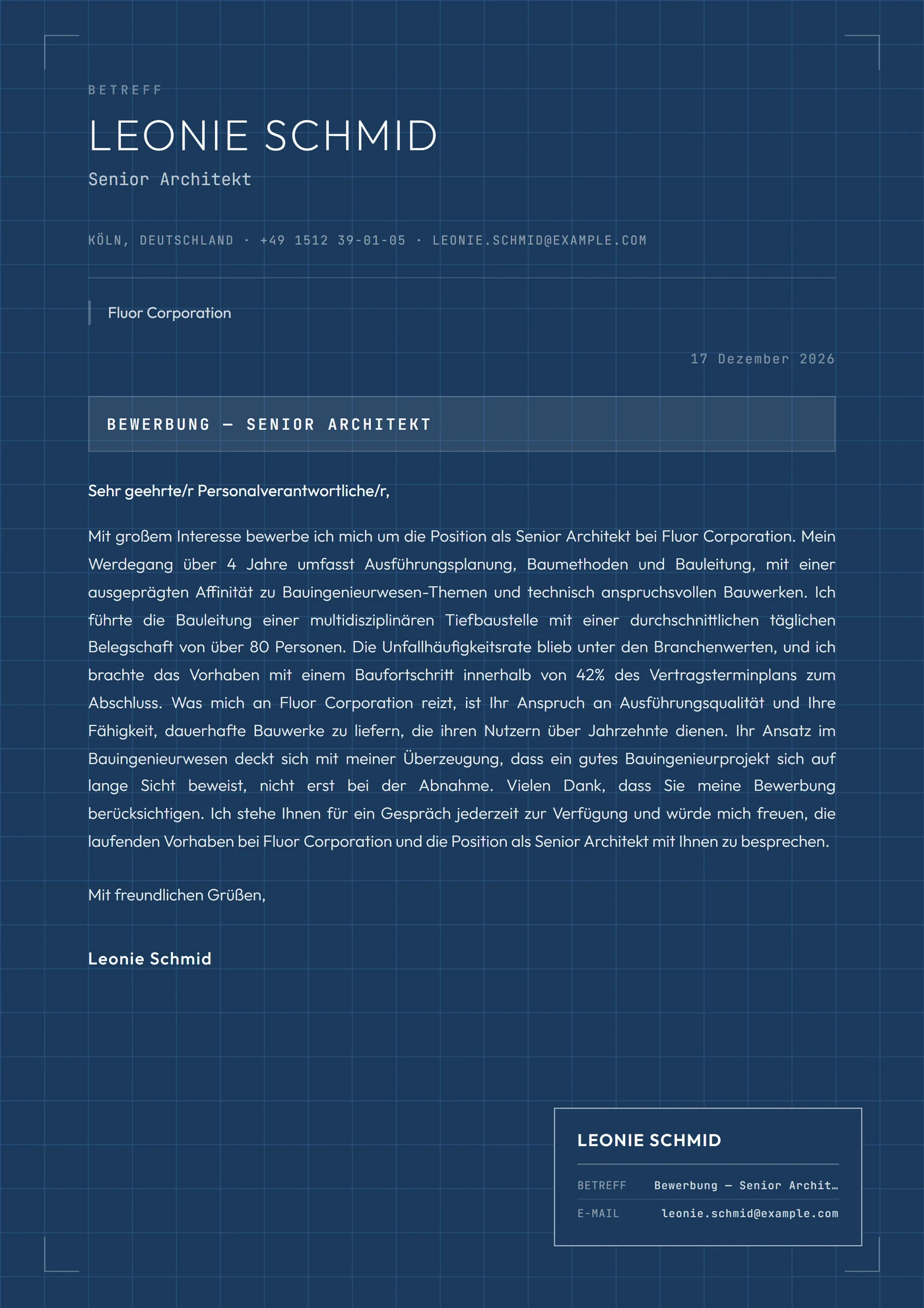 Architekturplan — Anschreiben-Vorlagen