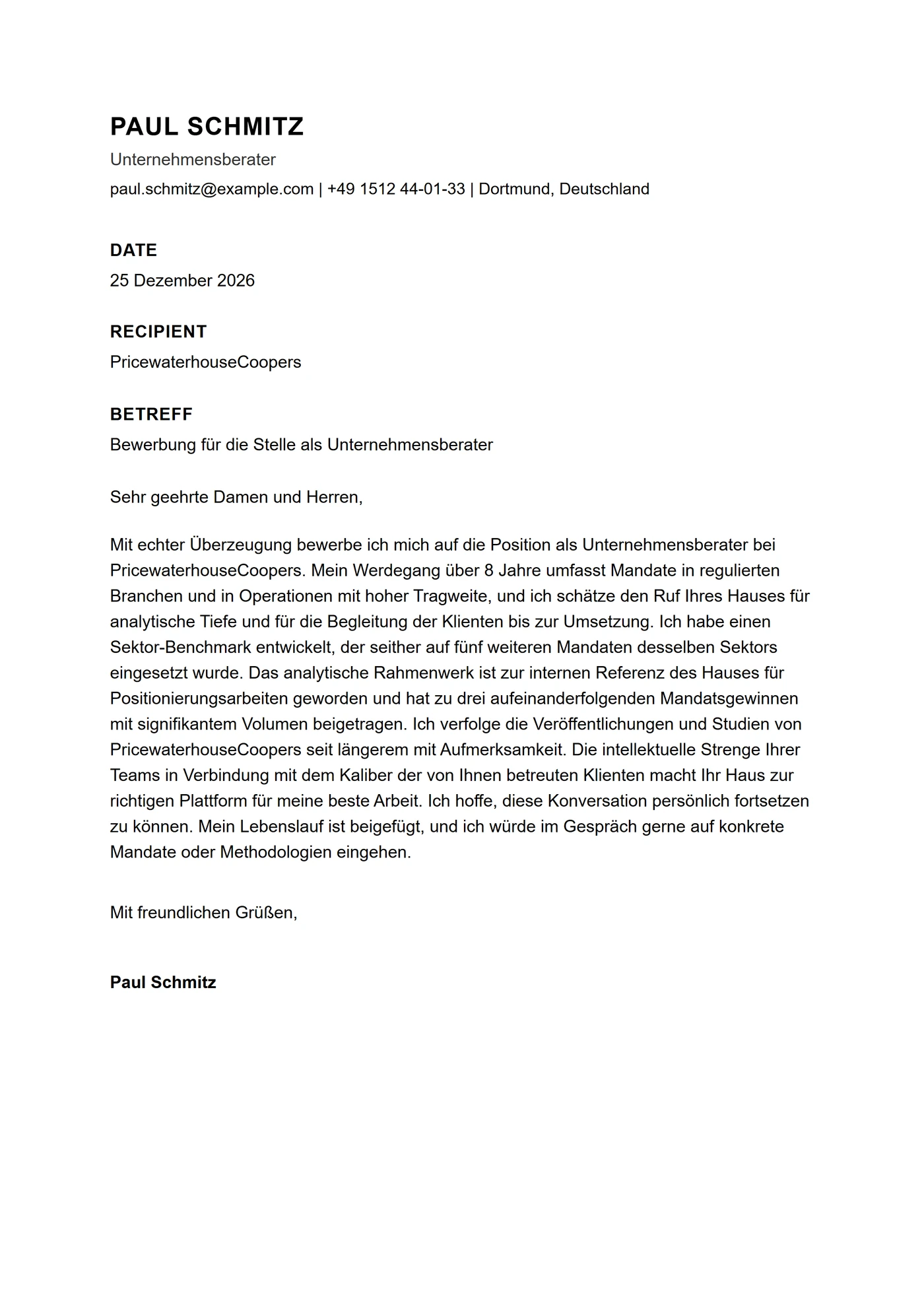 ATS fette Abschnitte — Anschreiben-Vorlagen