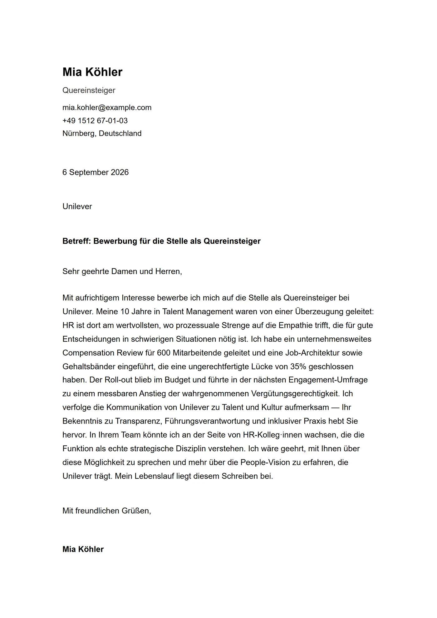 ATS luftig — Anschreiben-Vorlagen
