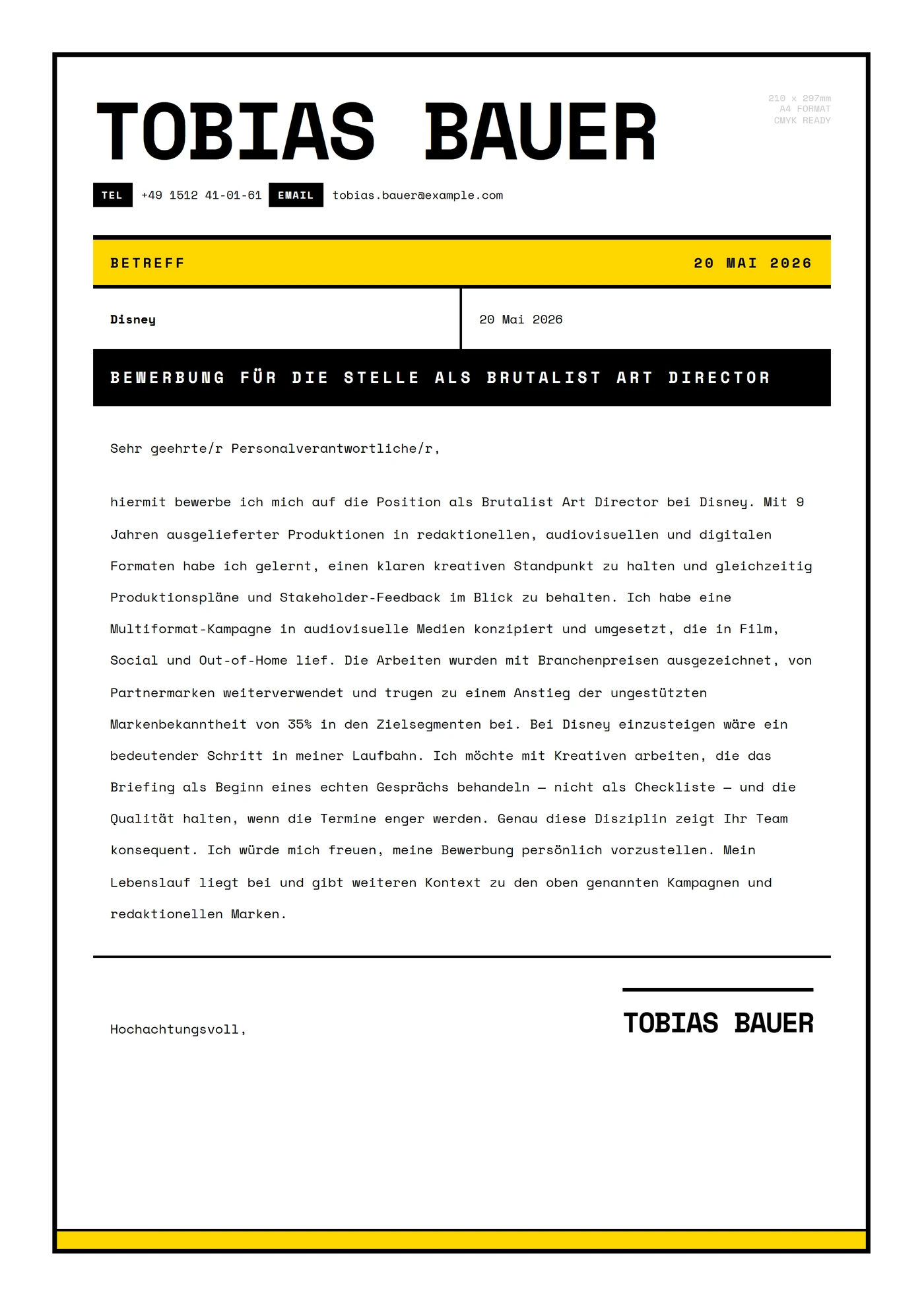 Brutalismus Roh — Anschreiben-Vorlagen