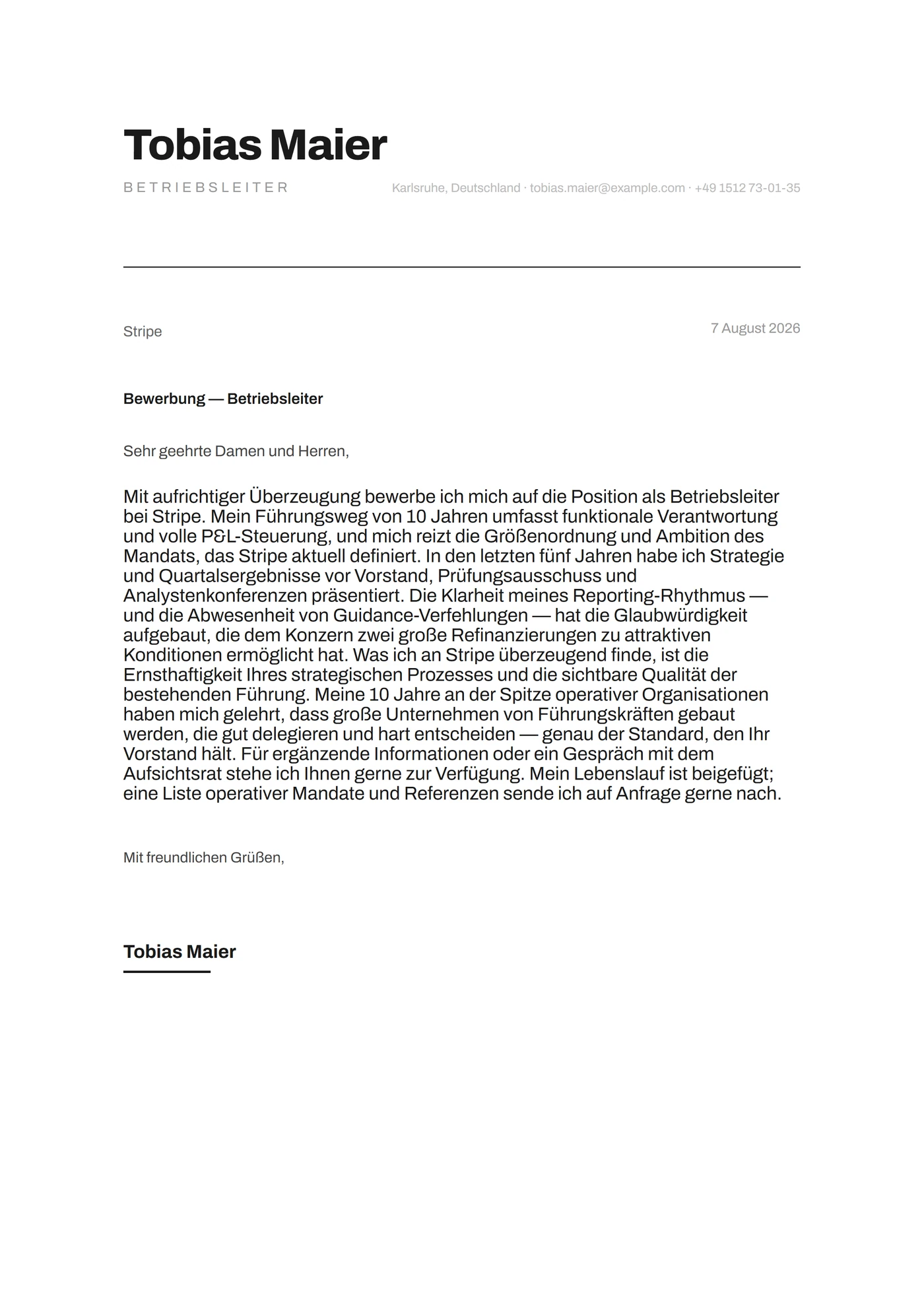Anthrazit minimal — Anschreiben-Vorlagen