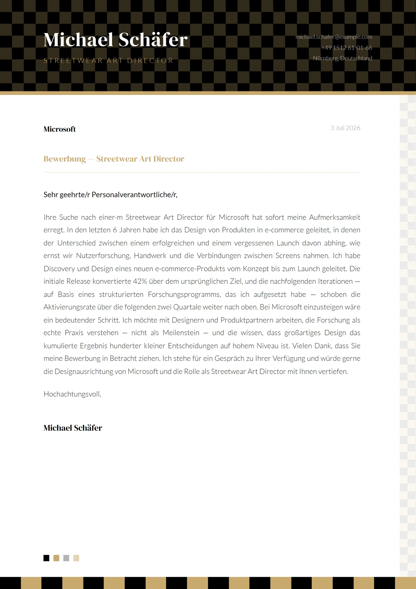 Schachbrett — Anschreiben-Vorlagen