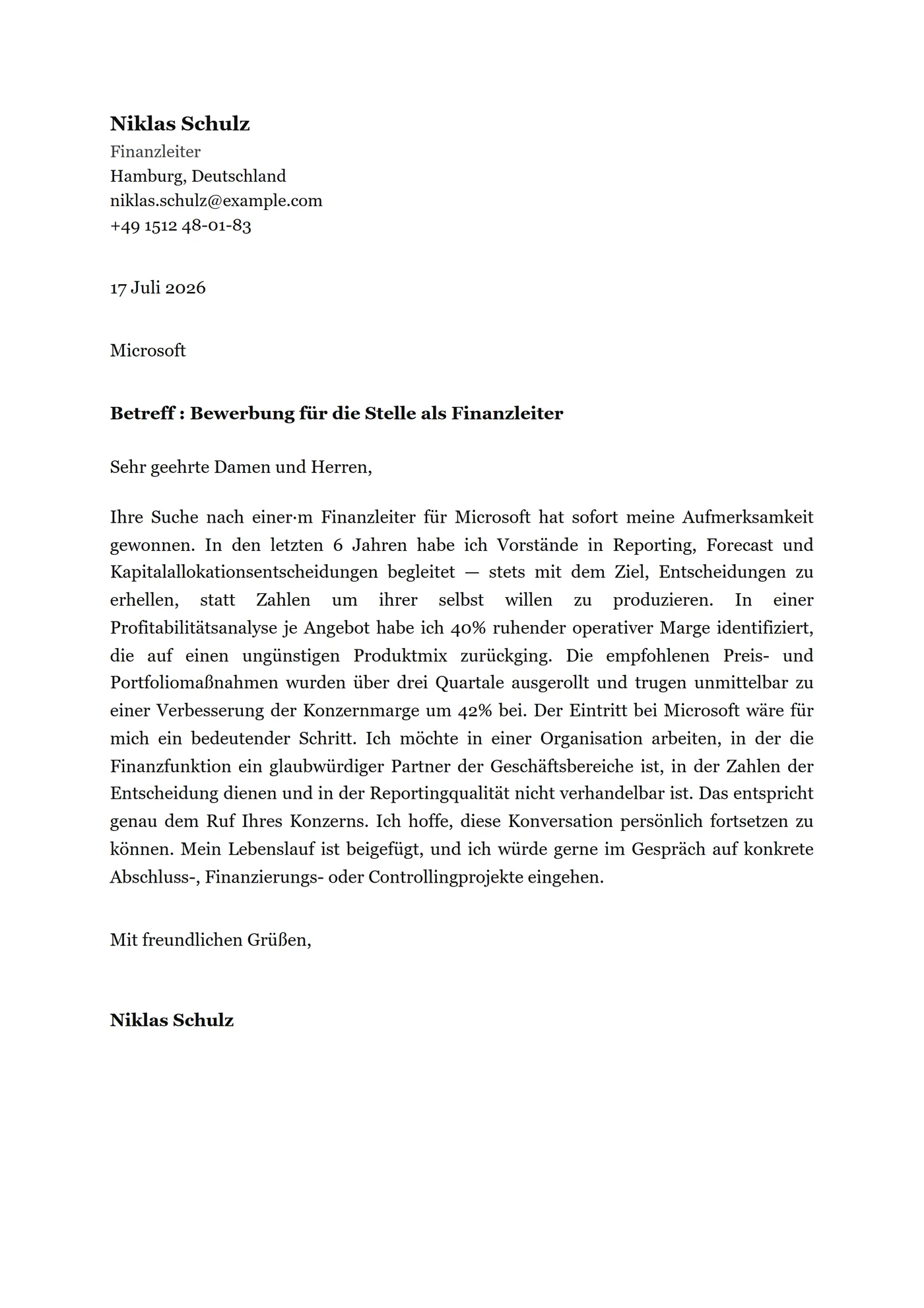 Klassisch Block — Anschreiben-Vorlagen