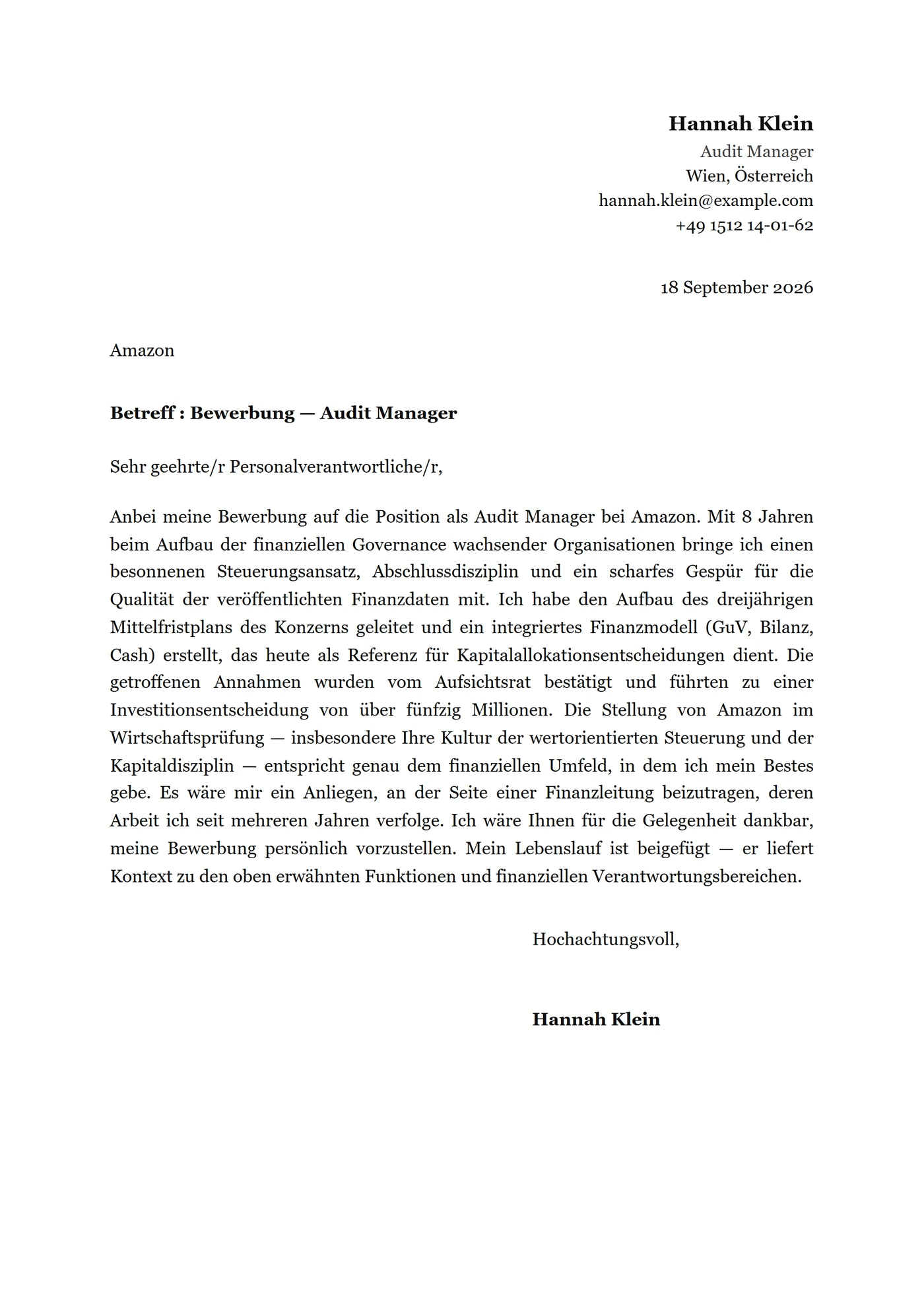 Modifizierter Block — Anschreiben-Vorlagen