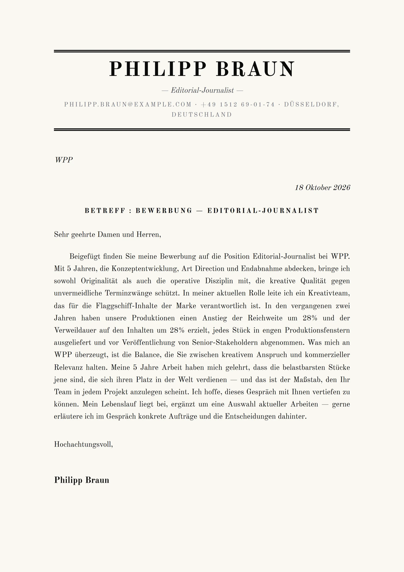 Alte Zeitung — Anschreiben-Vorlagen