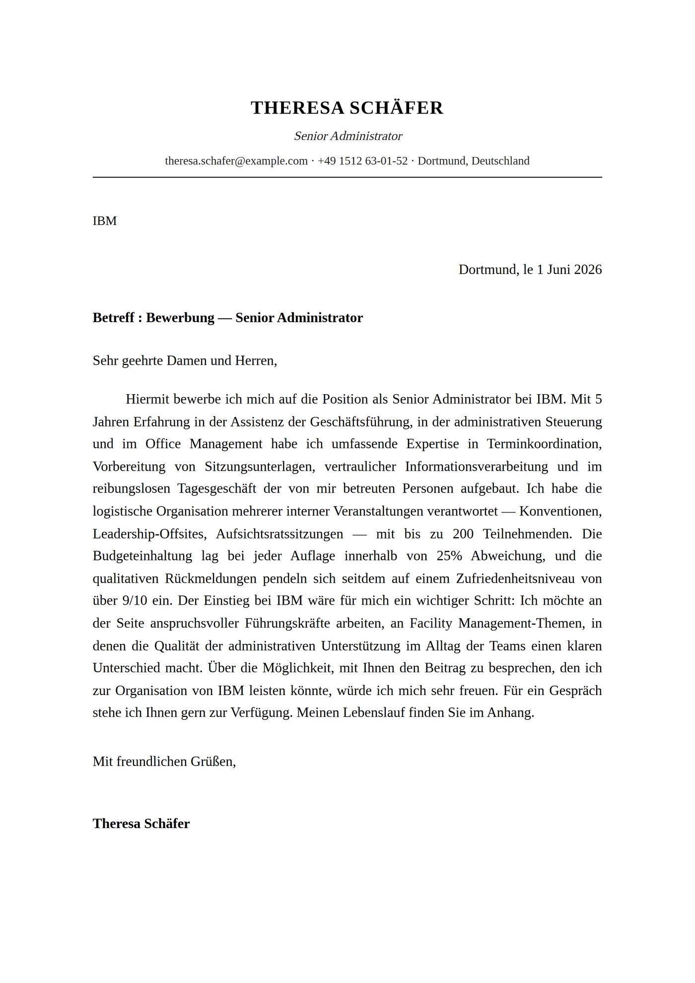 Klassisch Traditionell — Anschreiben-Vorlagen