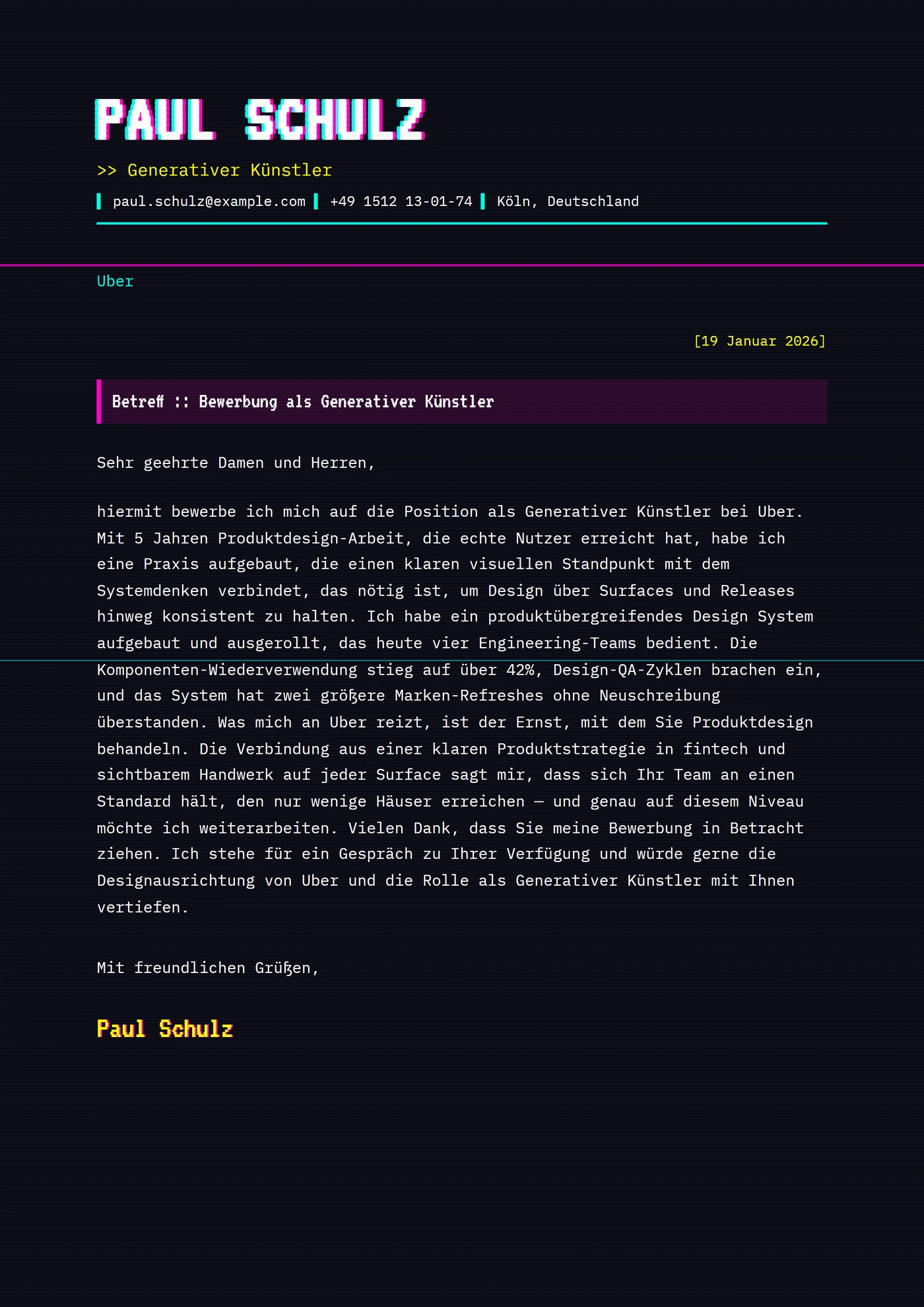 Glitch-Art — Anschreiben-Vorlagen