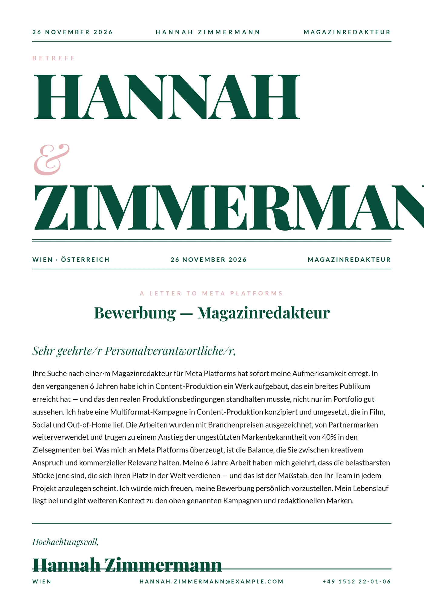 Editorial-Magazin — Anschreiben-Vorlagen