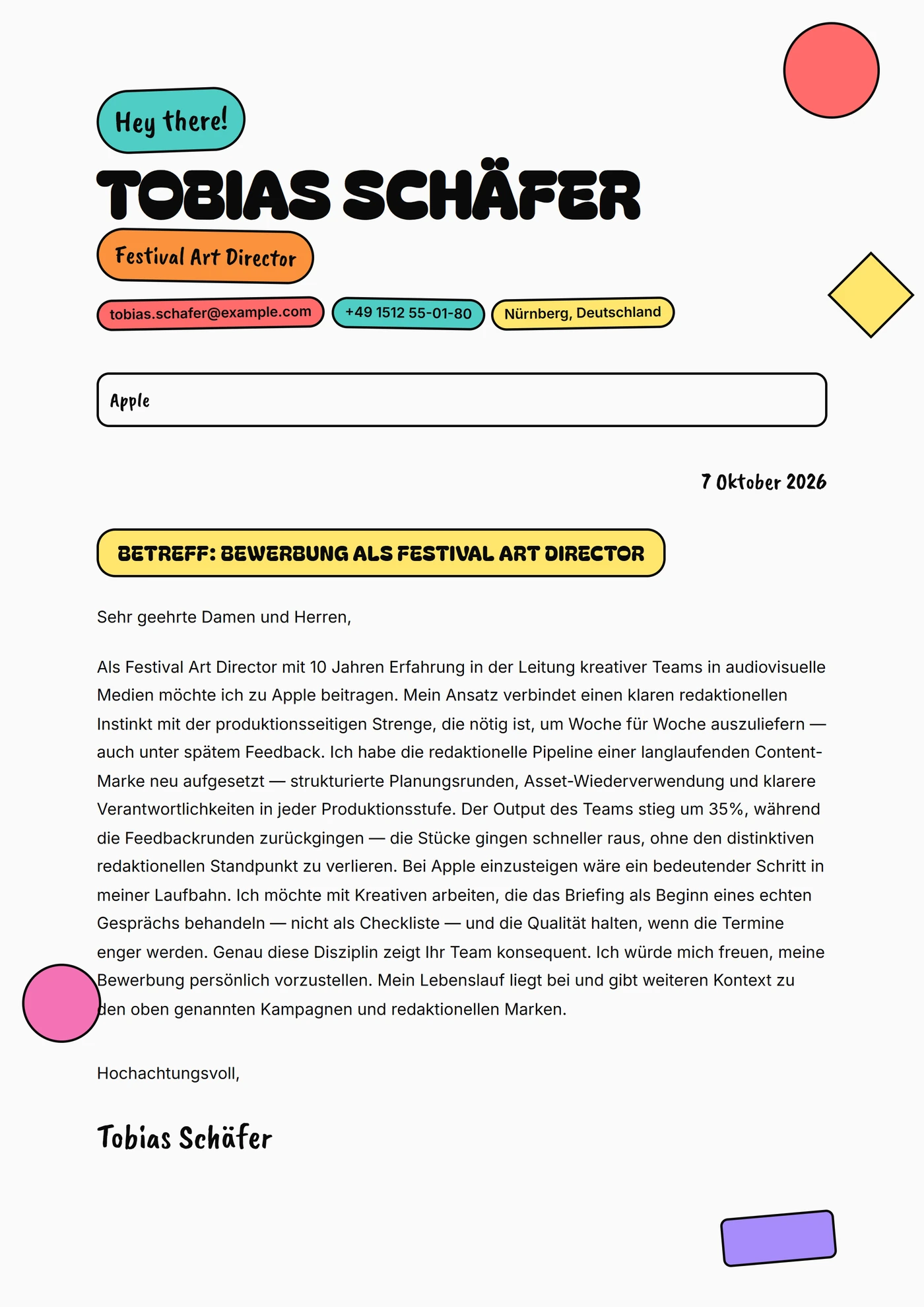 Pop-Plakat — Anschreiben-Vorlagen