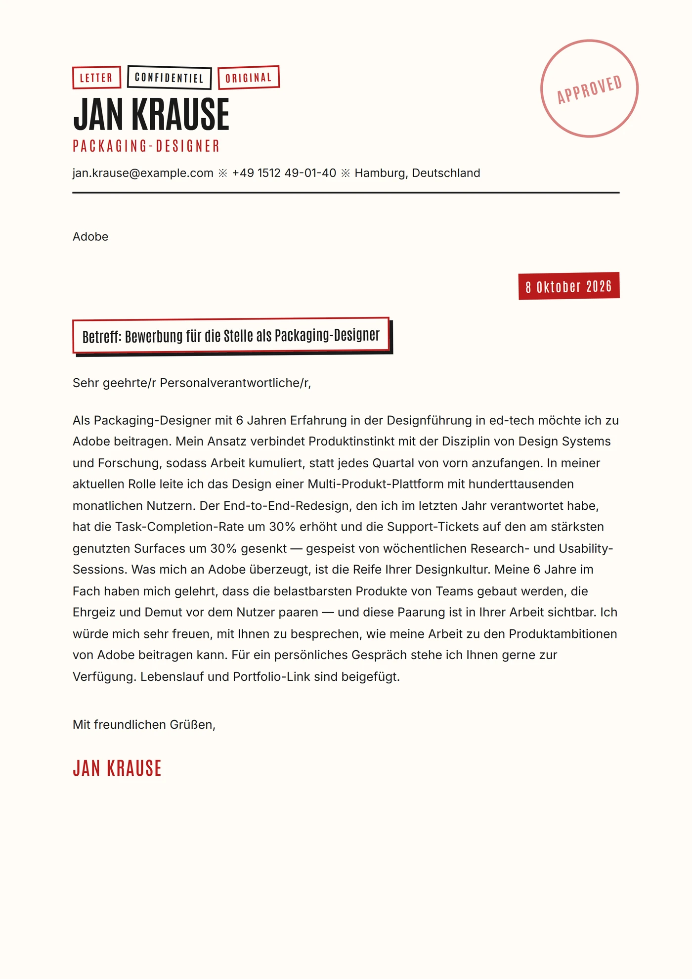 Stempelpapier — Anschreiben-Vorlagen