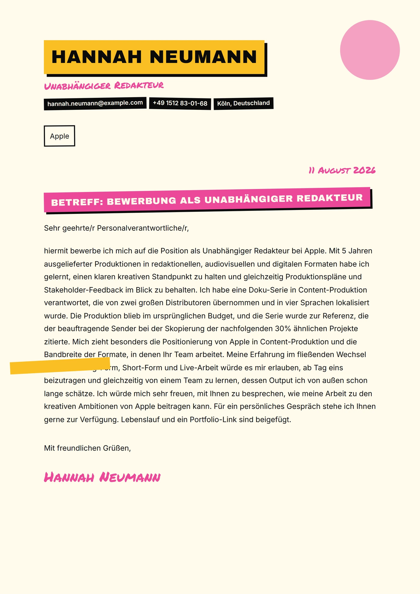 Zine-Cutout — Anschreiben-Vorlagen