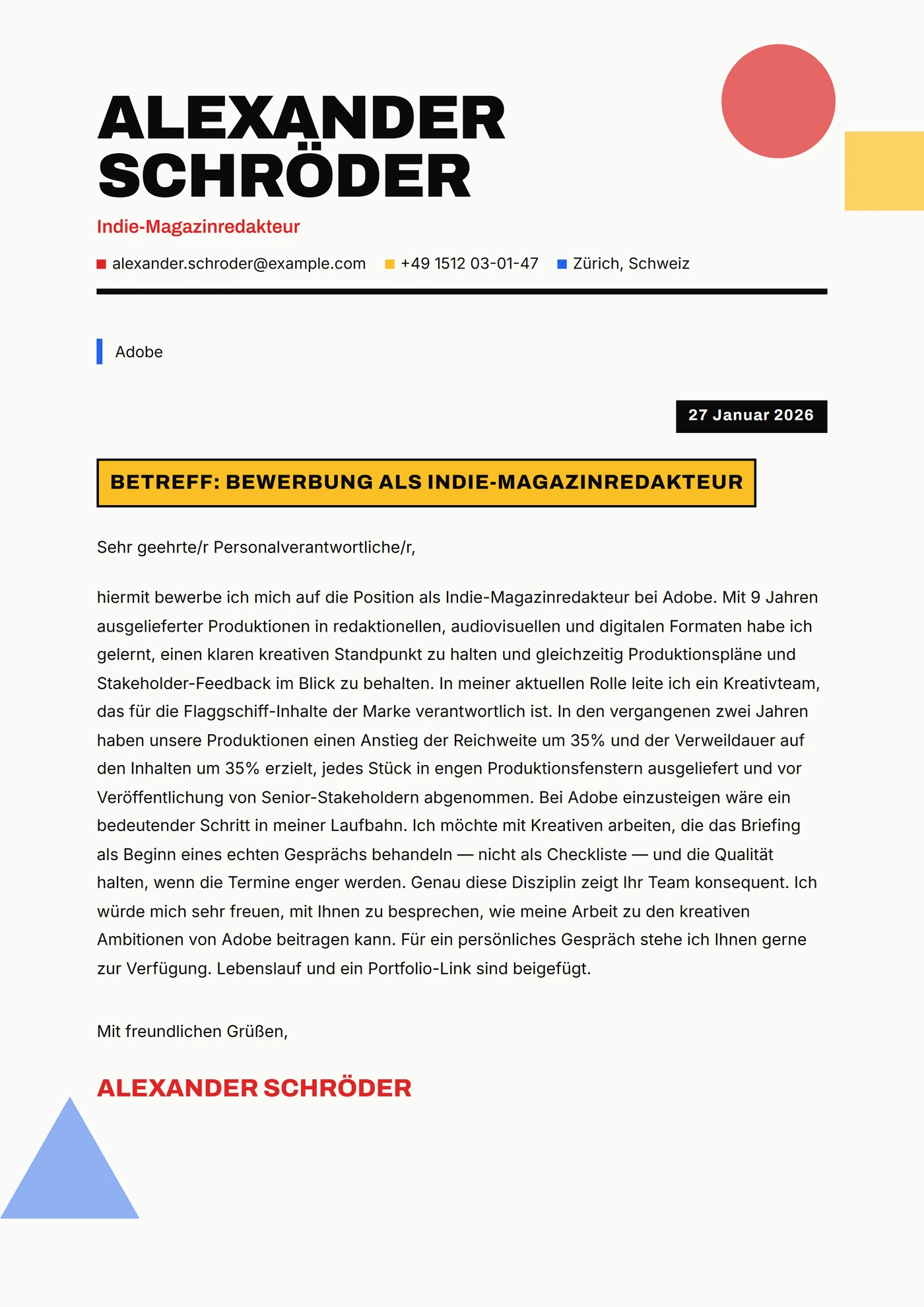 Zine-Print — Anschreiben-Vorlagen