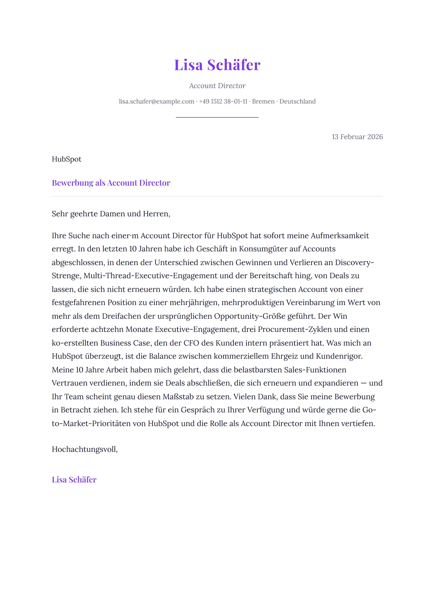 Elegant — Anschreiben-Vorlagen