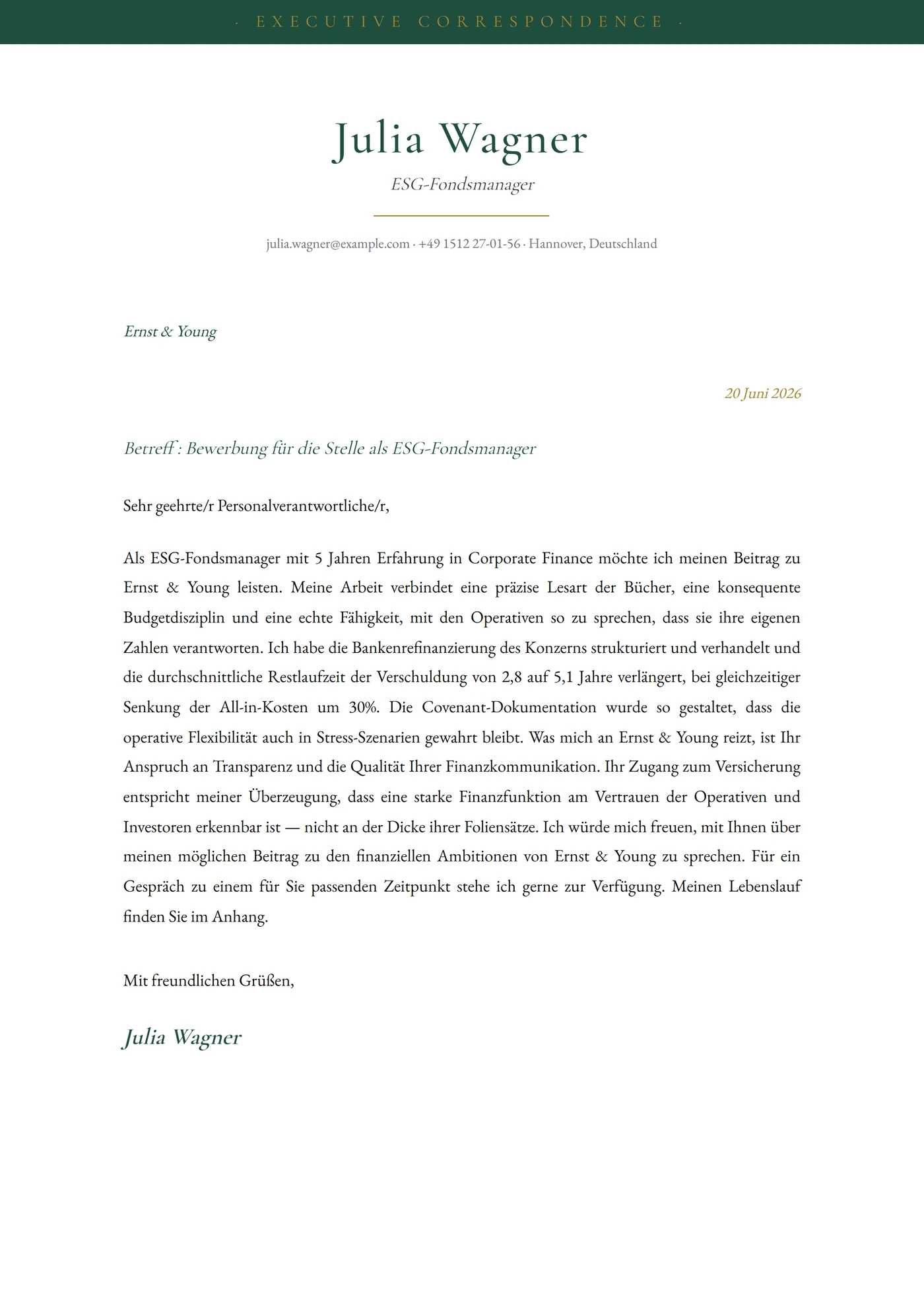 Smaragd — Anschreiben-Vorlagen