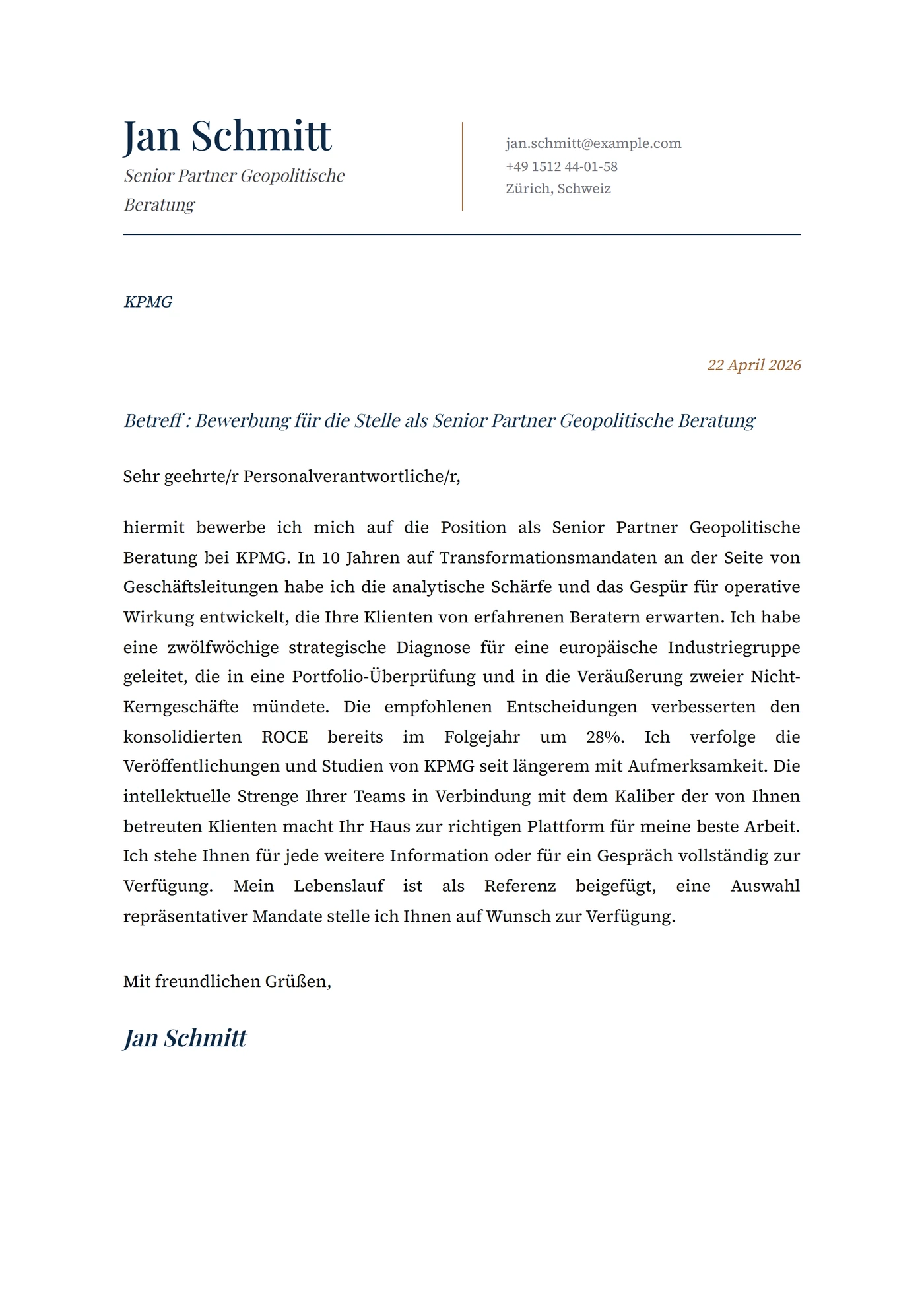 Meridian — Anschreiben-Vorlagen