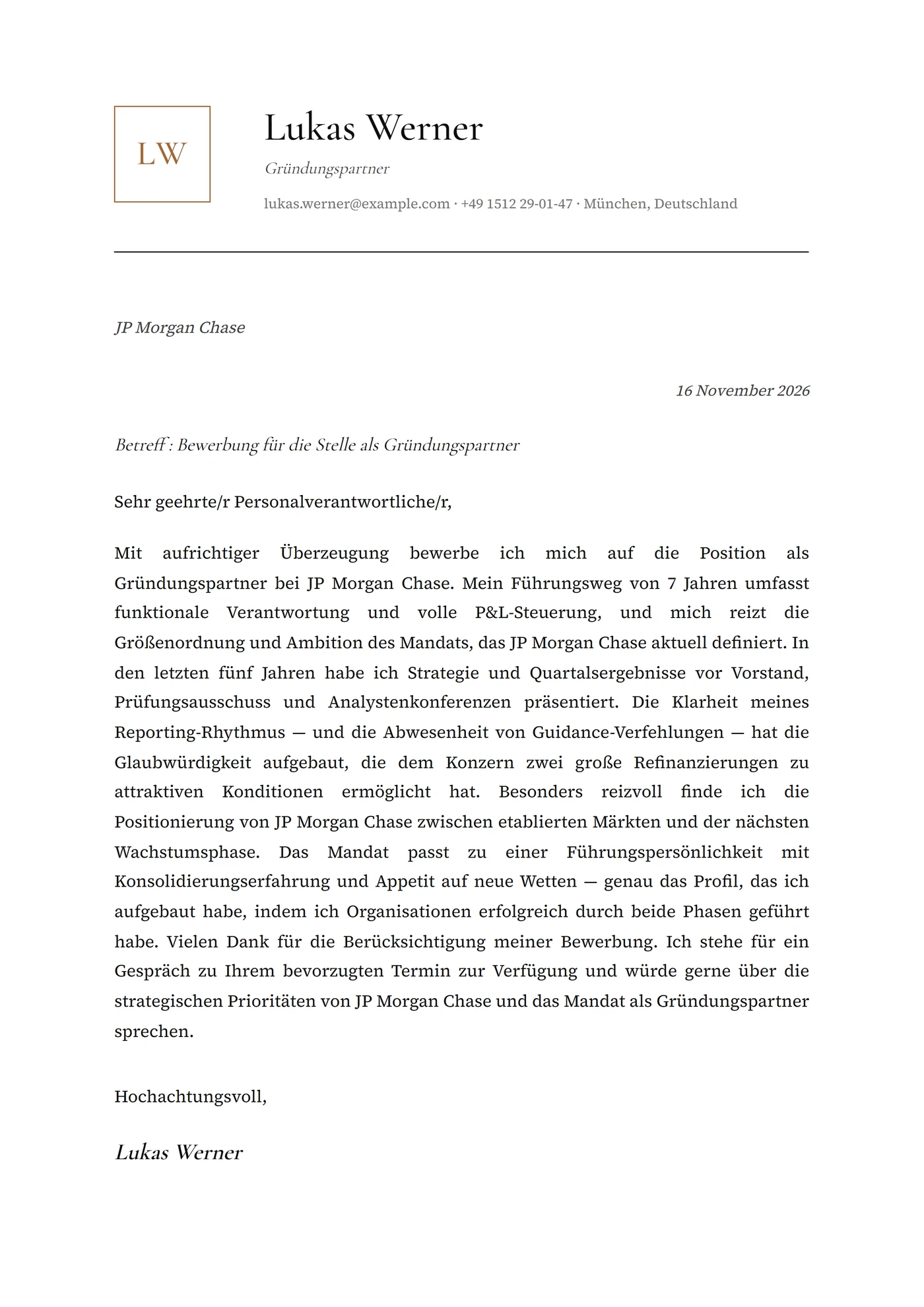 Monogramm — Anschreiben-Vorlagen