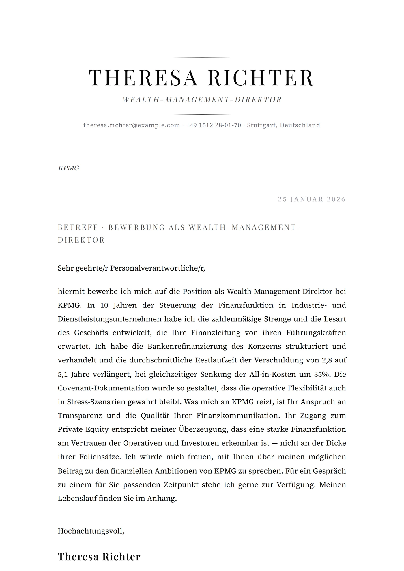 Platin — Anschreiben-Vorlagen