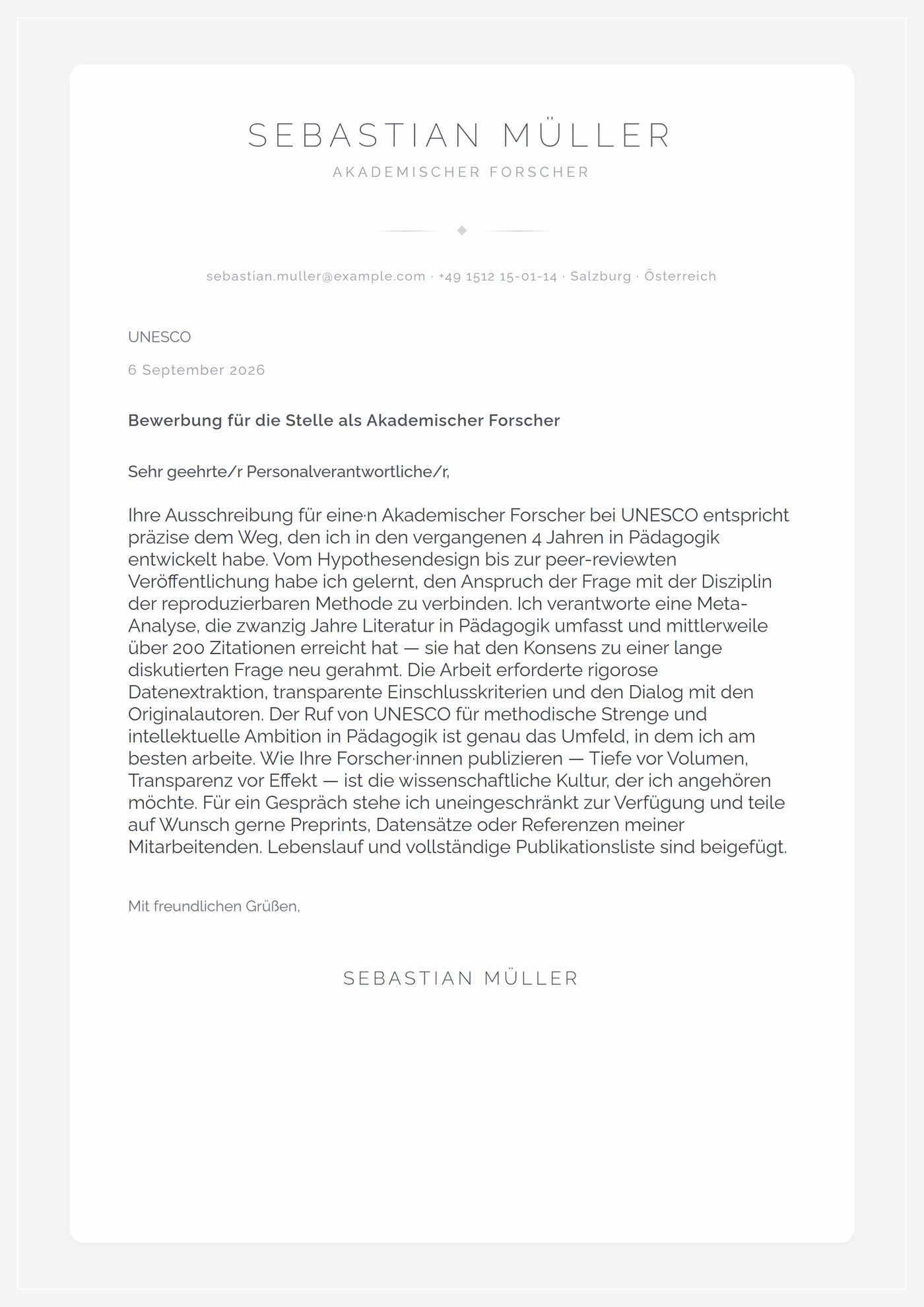 Frostweiß — Anschreiben-Vorlagen