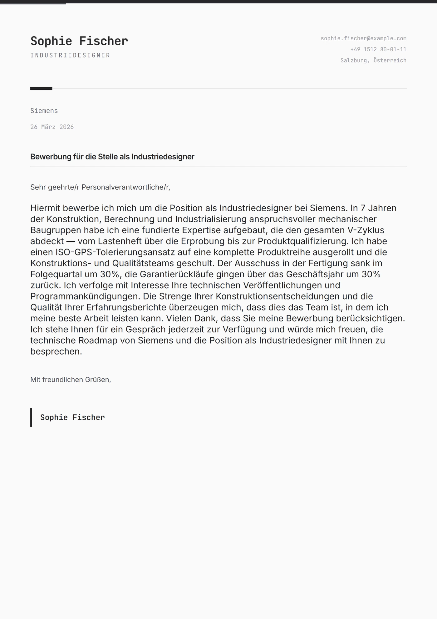 Graphit scharf — Anschreiben-Vorlagen