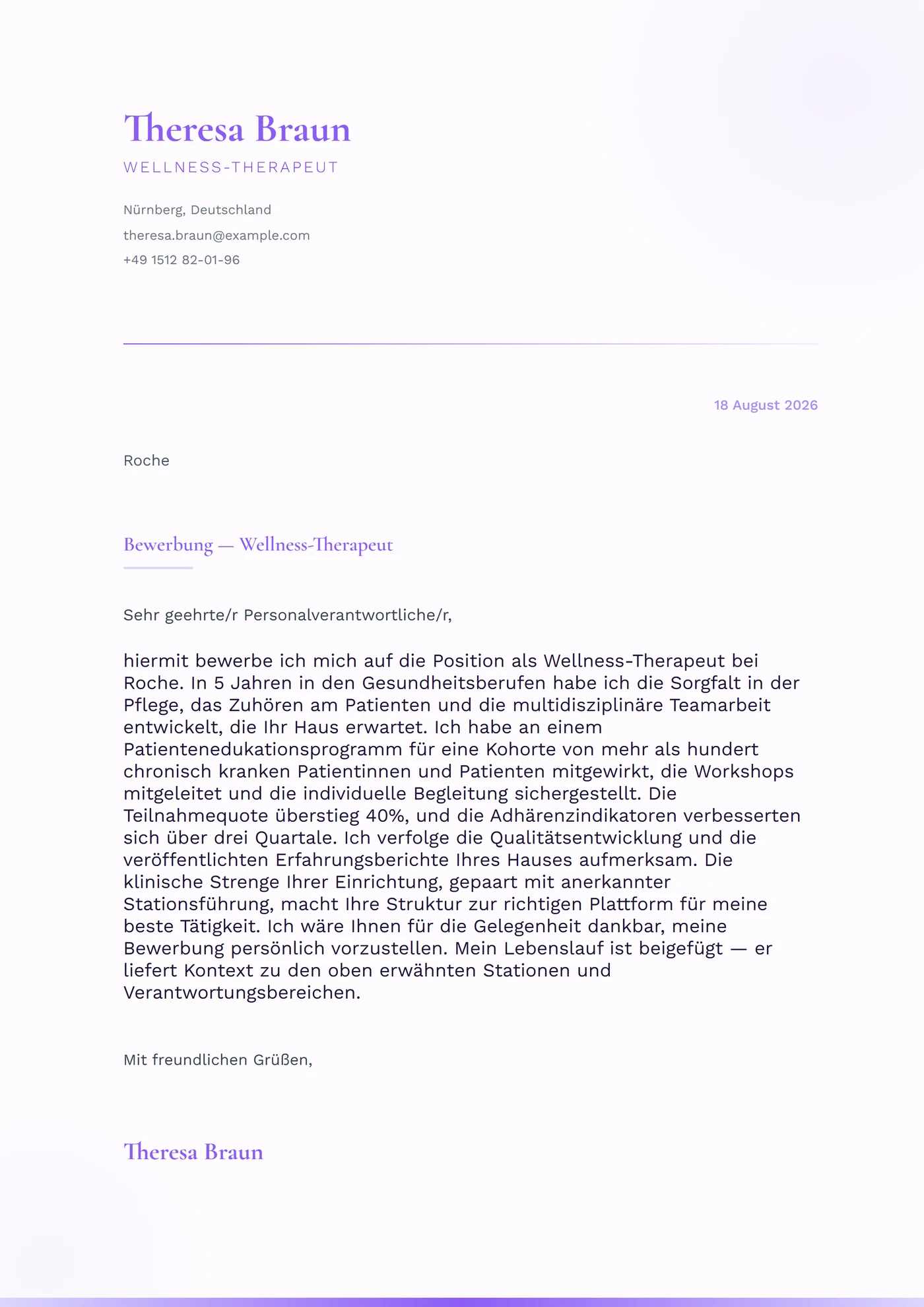 Lavendelnebel — Anschreiben-Vorlagen