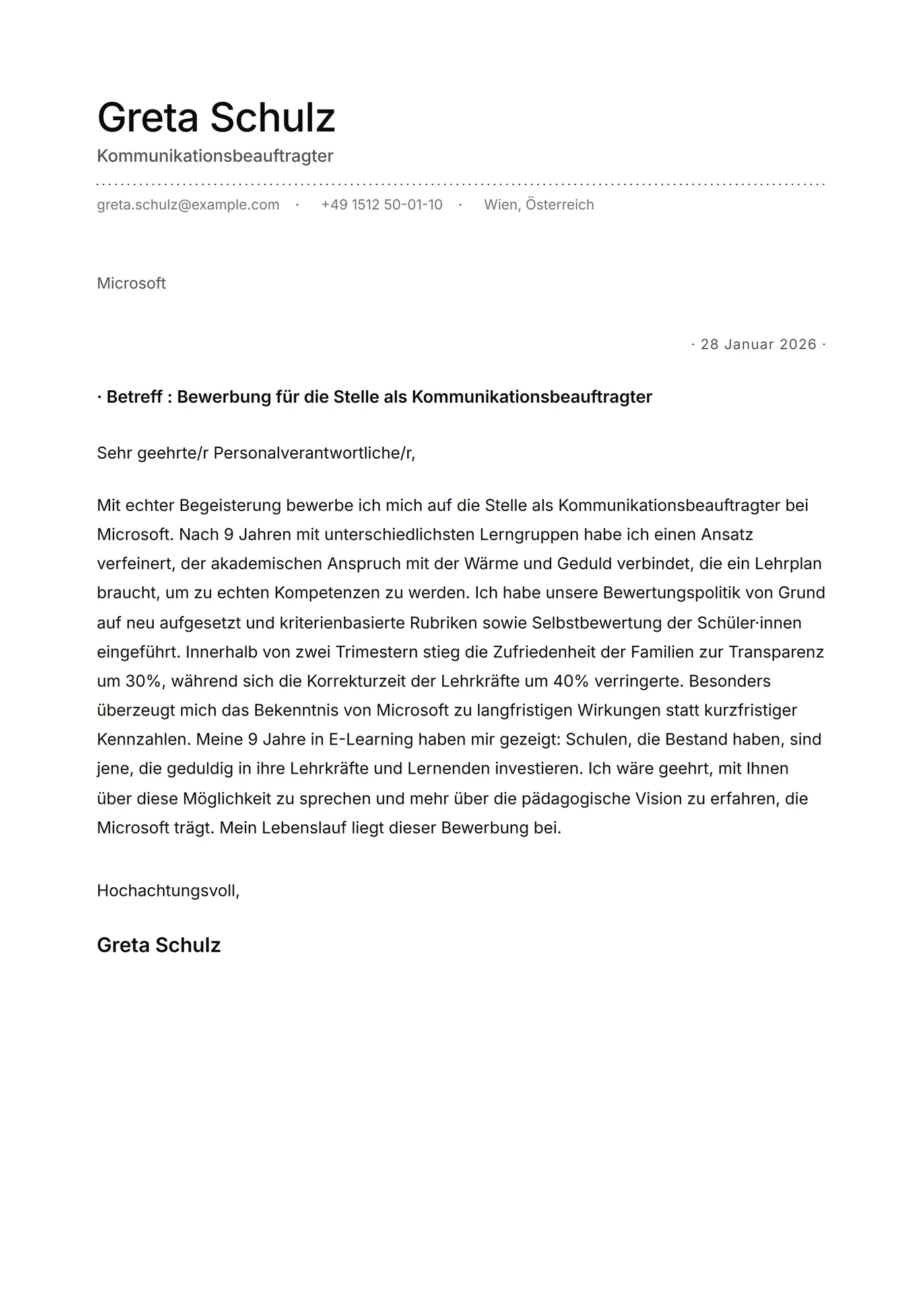 Minimal Punktlinie — Anschreiben-Vorlagen
