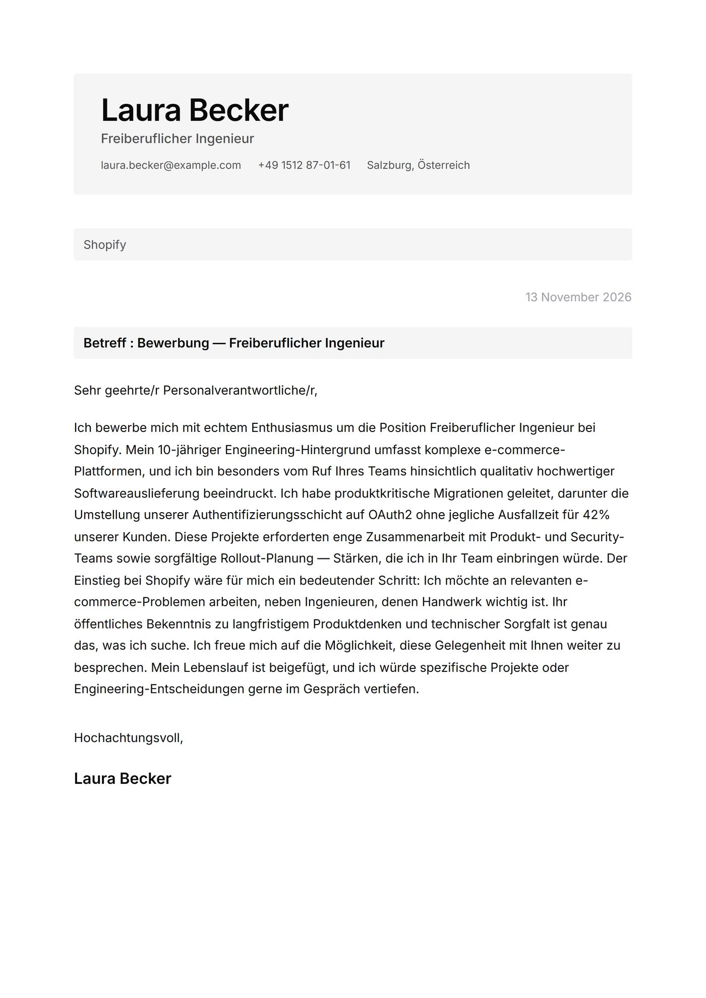 Minimal Graubox — Anschreiben-Vorlagen