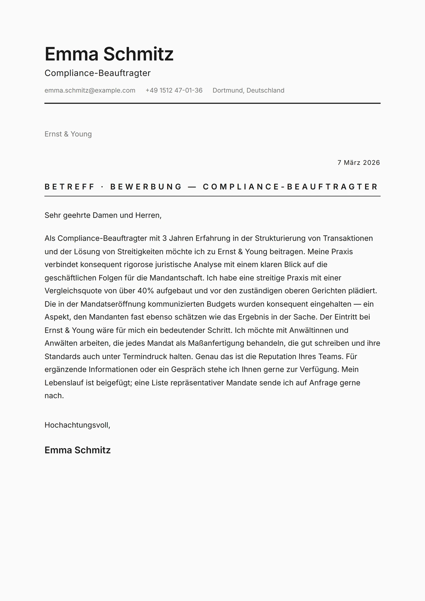 Minimal Monochrom — Anschreiben-Vorlagen