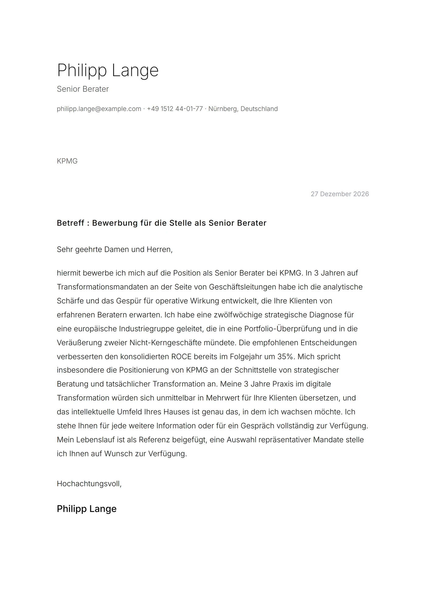 Minimal Papierweiß — Anschreiben-Vorlagen