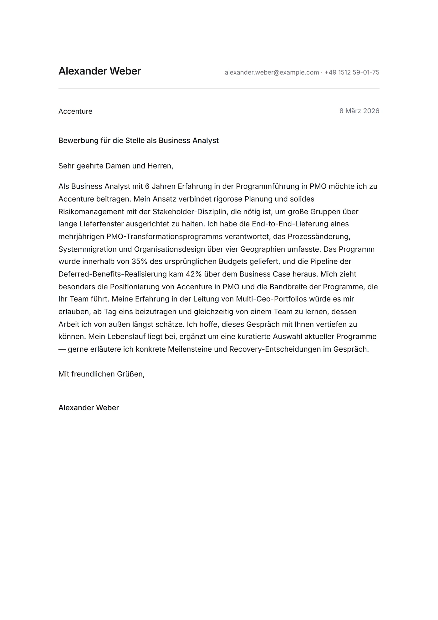 Minimalistisch — Anschreiben-Vorlagen
