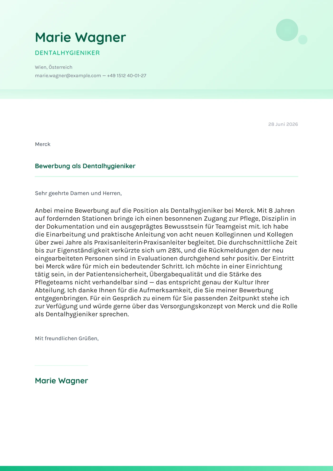 Frische Minze — Anschreiben-Vorlagen