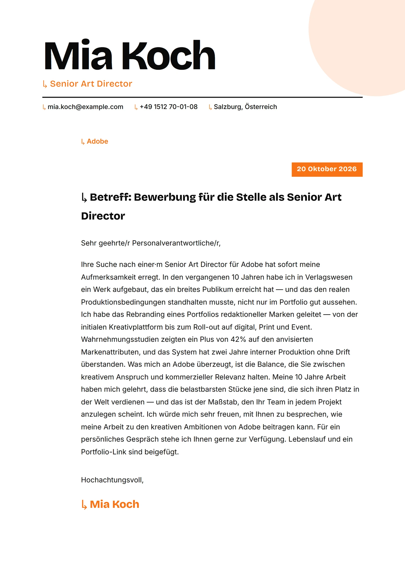 Asymmetrisch Bold — Anschreiben-Vorlagen