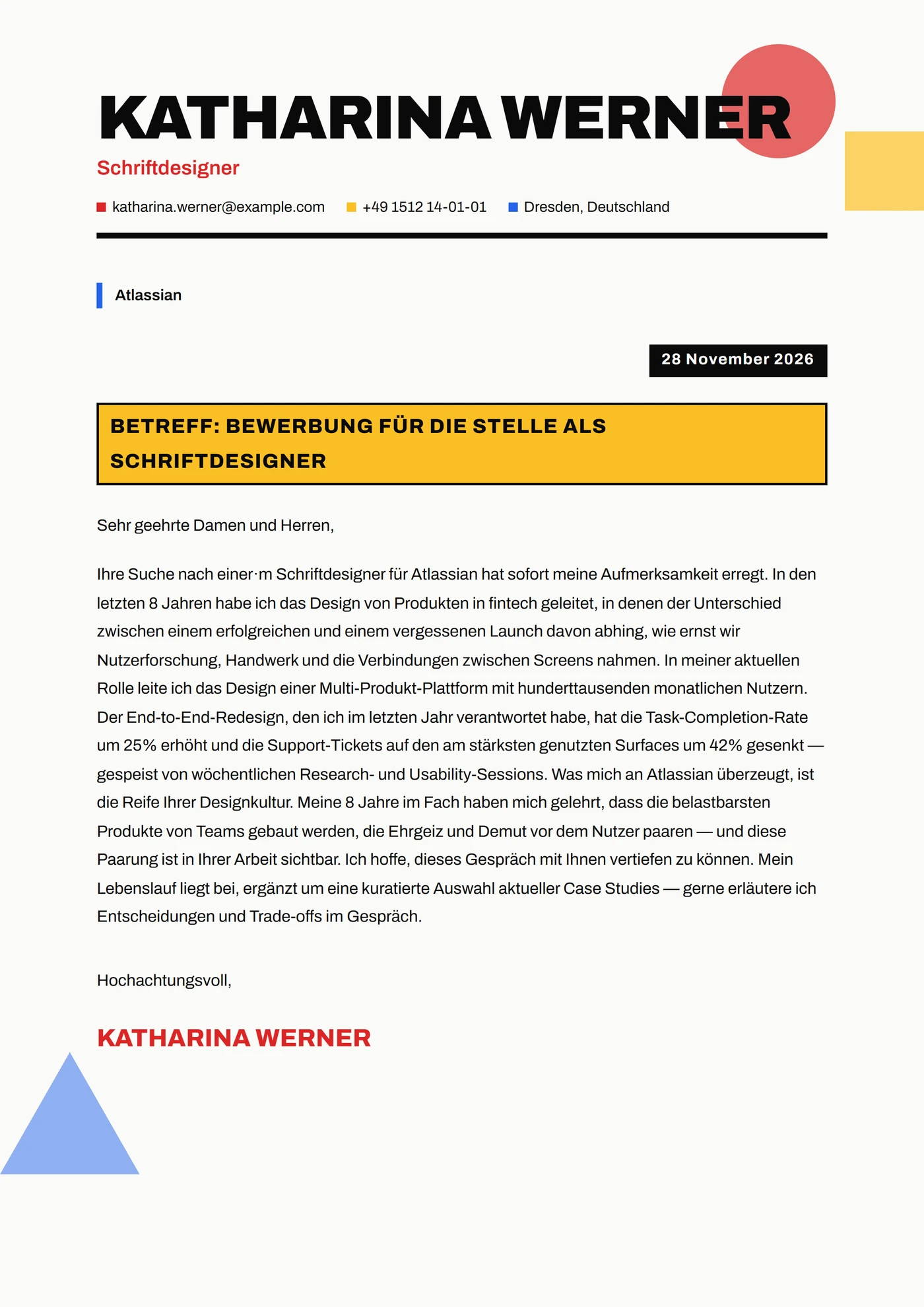 Bauhaus Modern — Anschreiben-Vorlagen