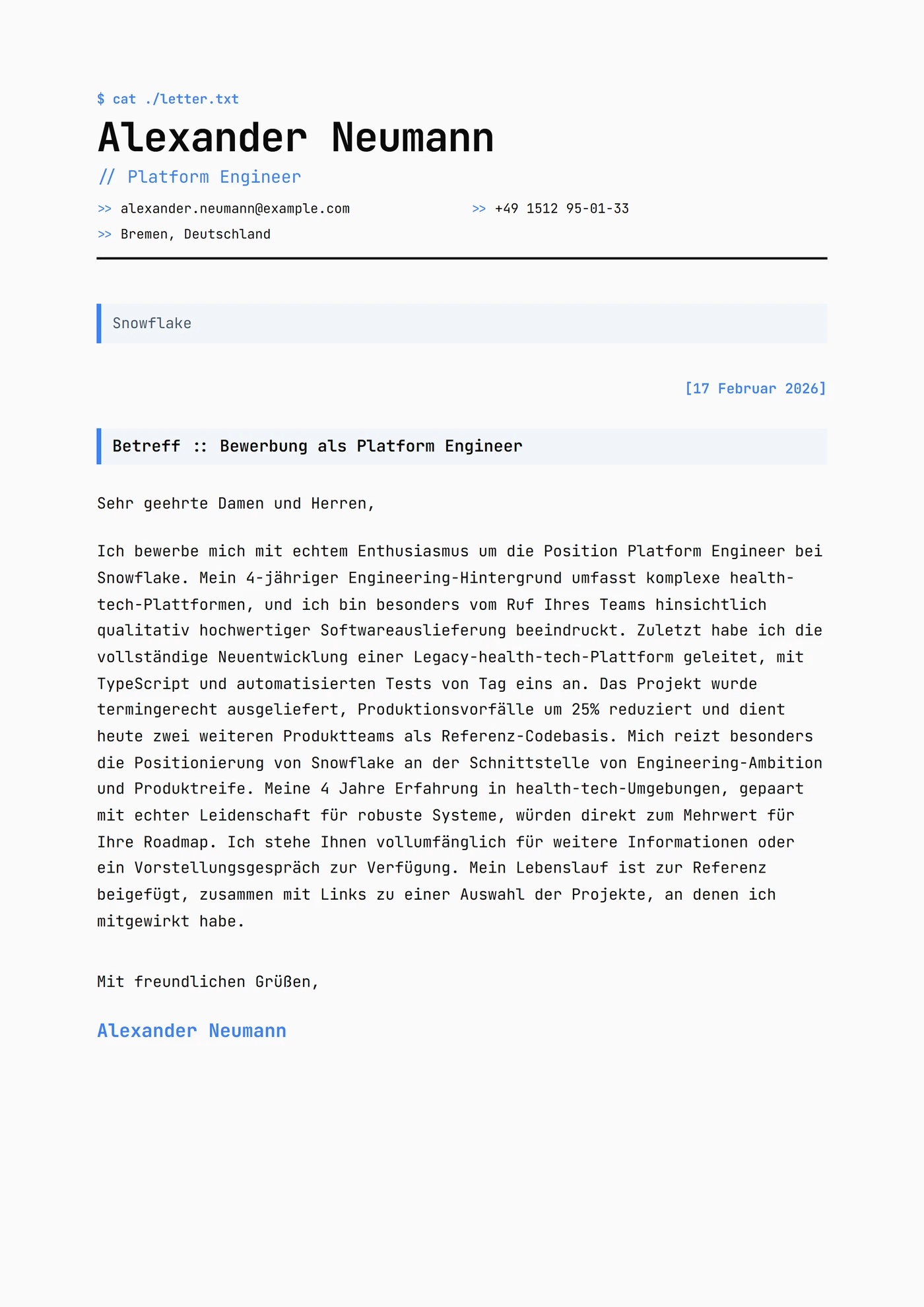 Mono-Raster — Anschreiben-Vorlagen