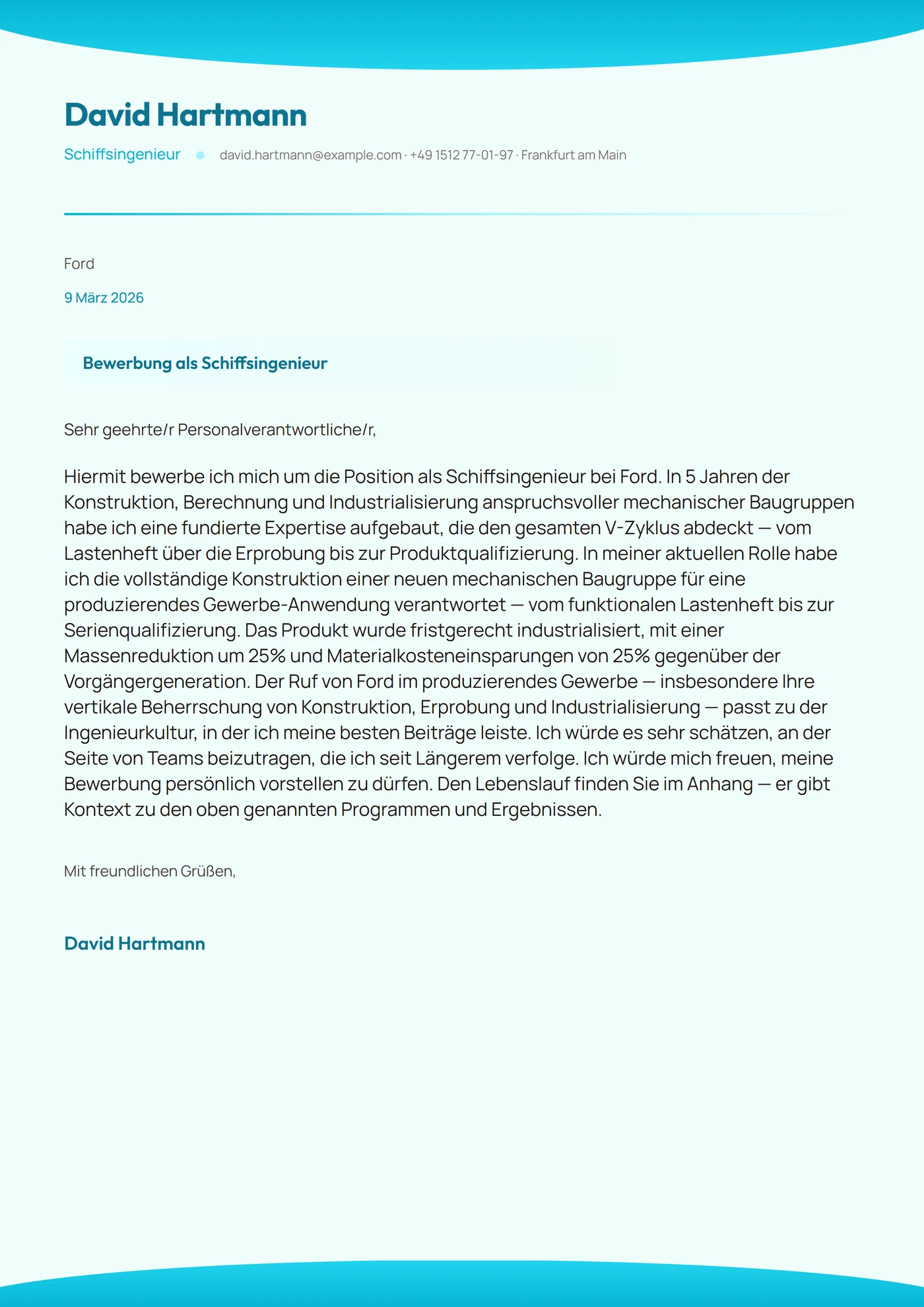 Ozeannebel — Anschreiben-Vorlagen