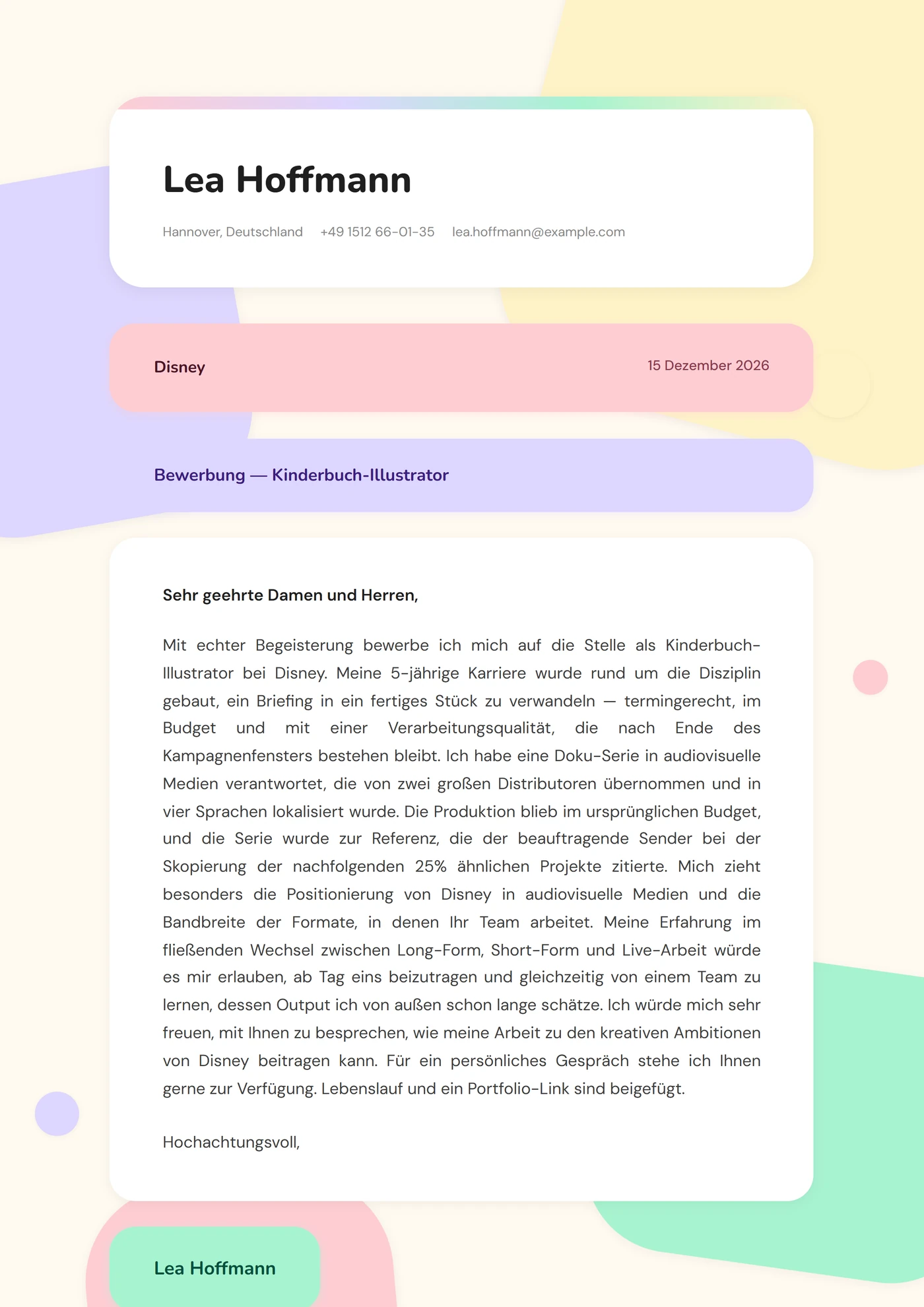 Papierschnitt — Anschreiben-Vorlagen