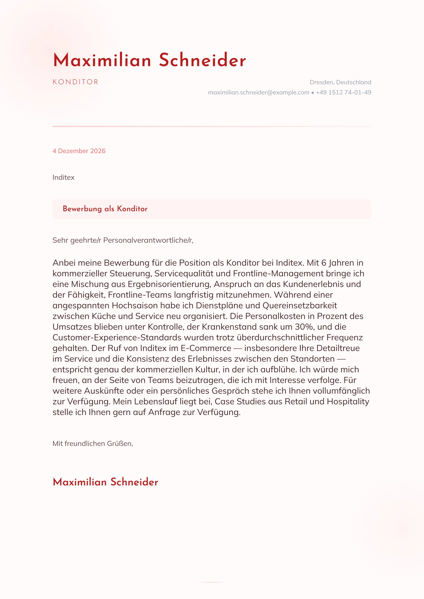 Pfirsichblüte — Anschreiben-Vorlagen