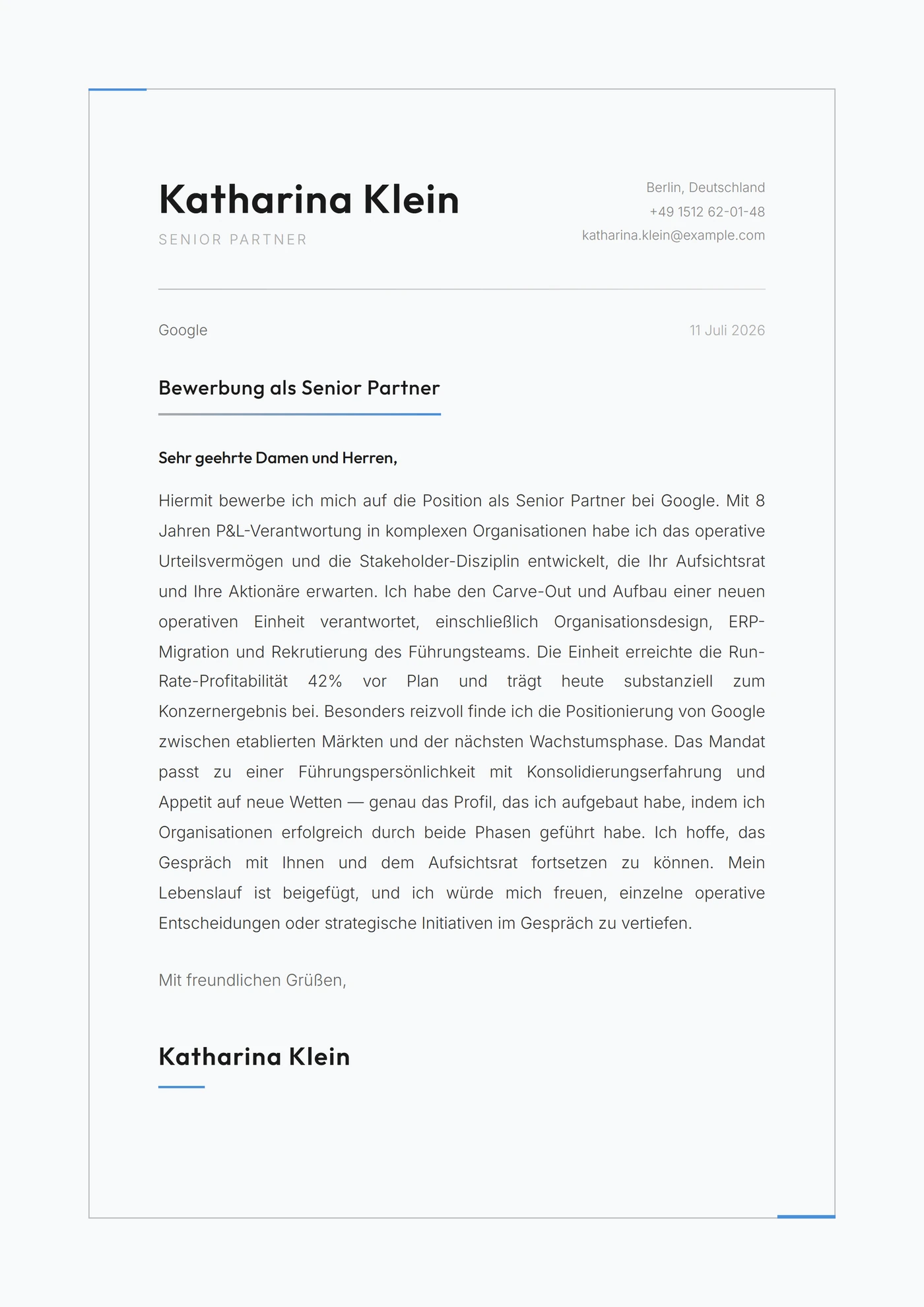 Platinkante — Anschreiben-Vorlagen