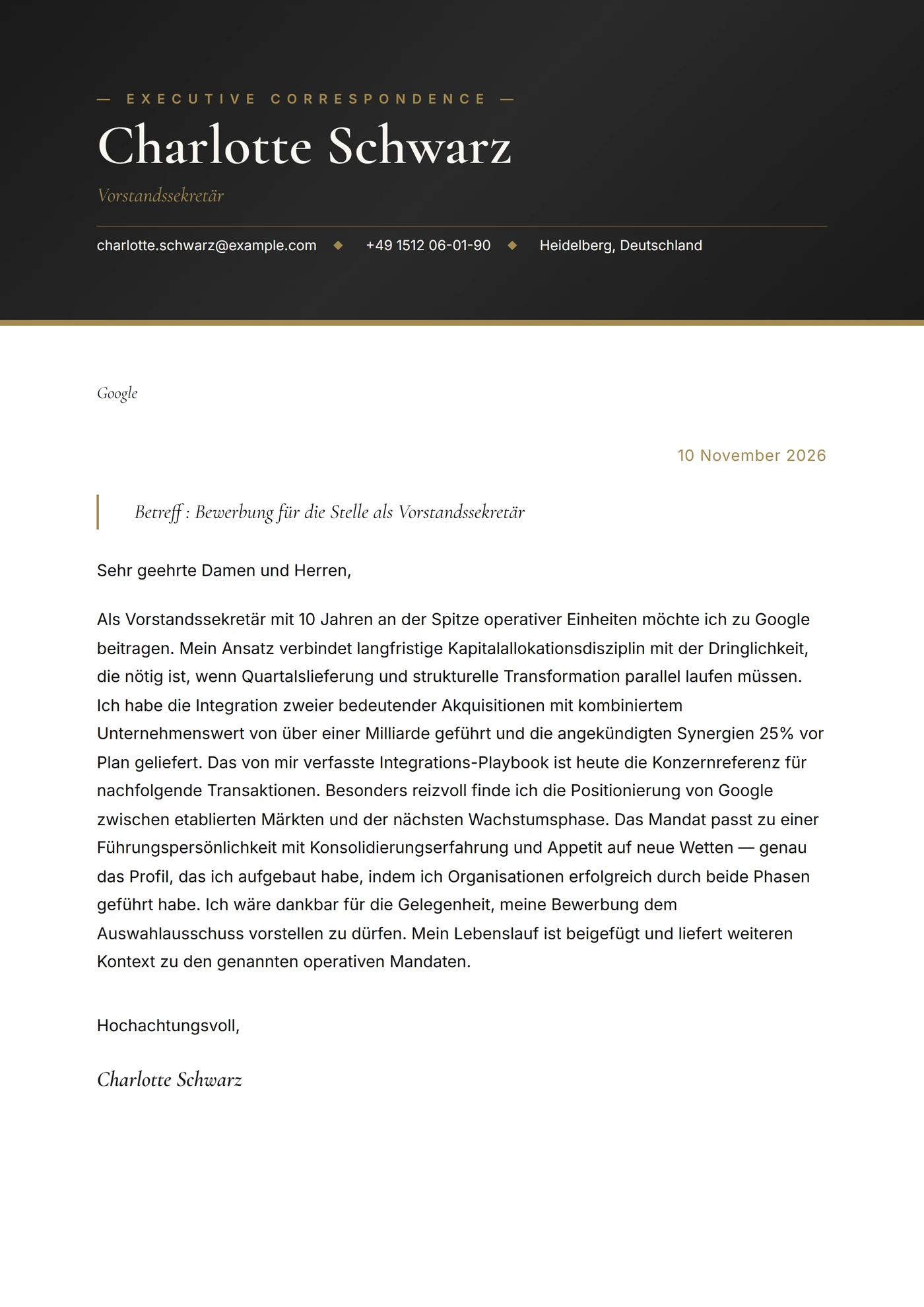 Sitzungssaal — Anschreiben-Vorlagen