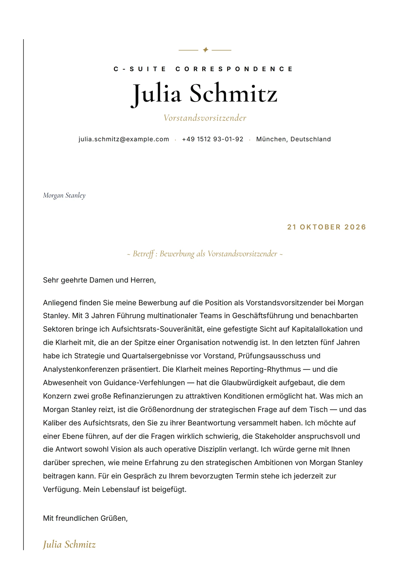 C-Suite — Anschreiben-Vorlagen