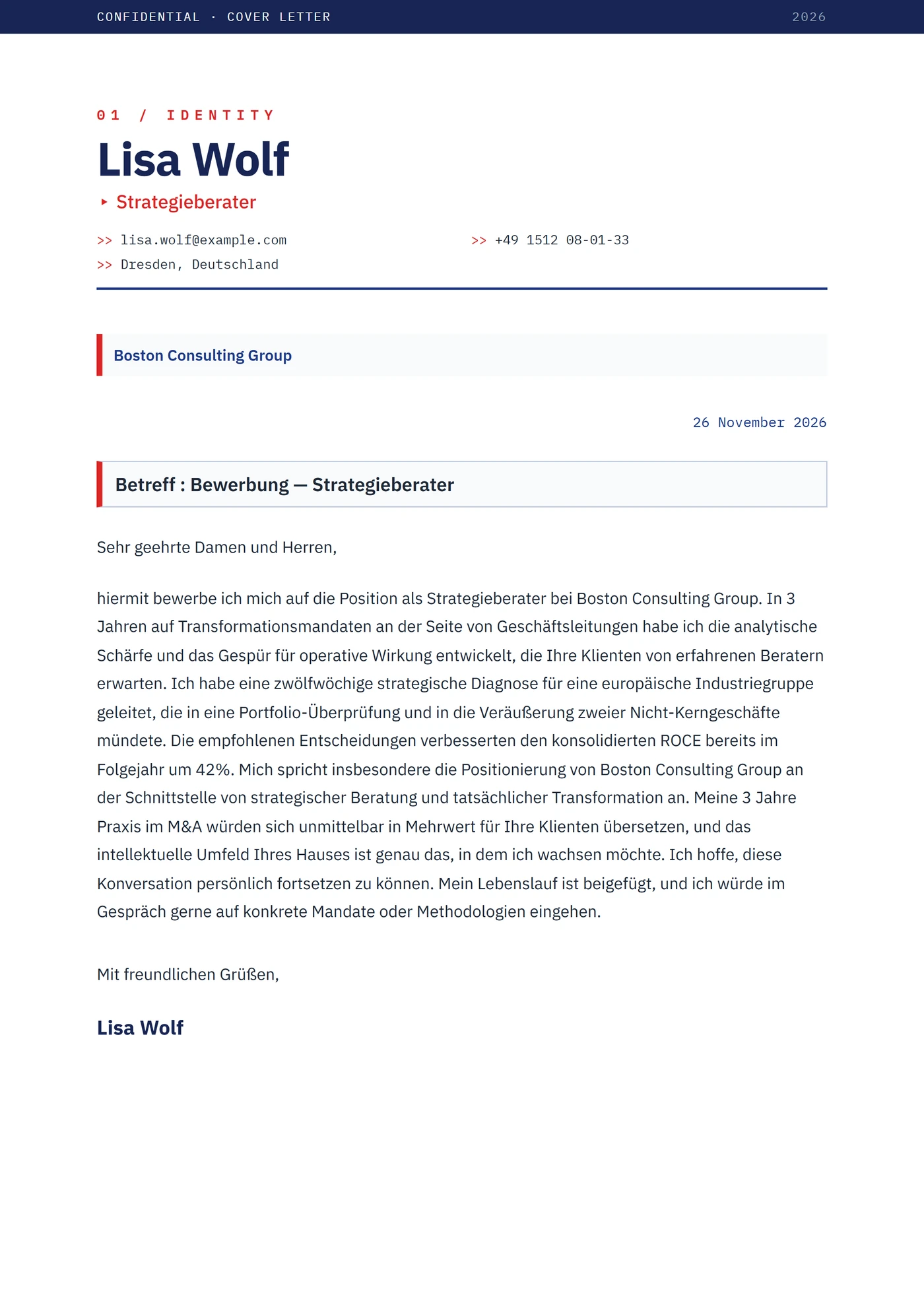 Consulting-Deck — Anschreiben-Vorlagen