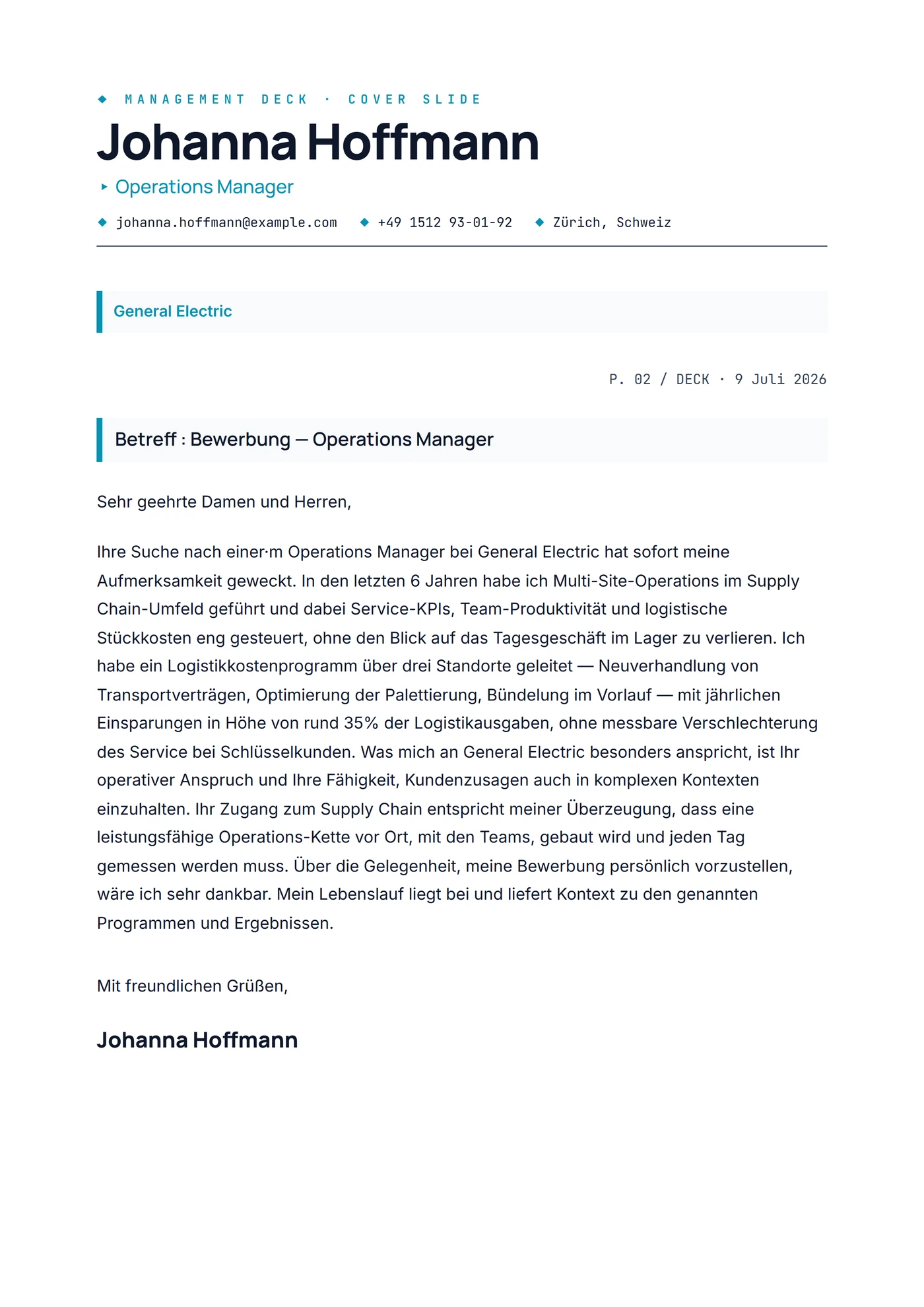 Management — Anschreiben-Vorlagen