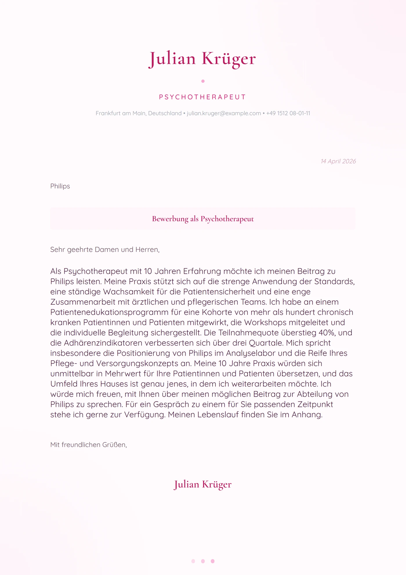 Rosenquarz — Anschreiben-Vorlagen