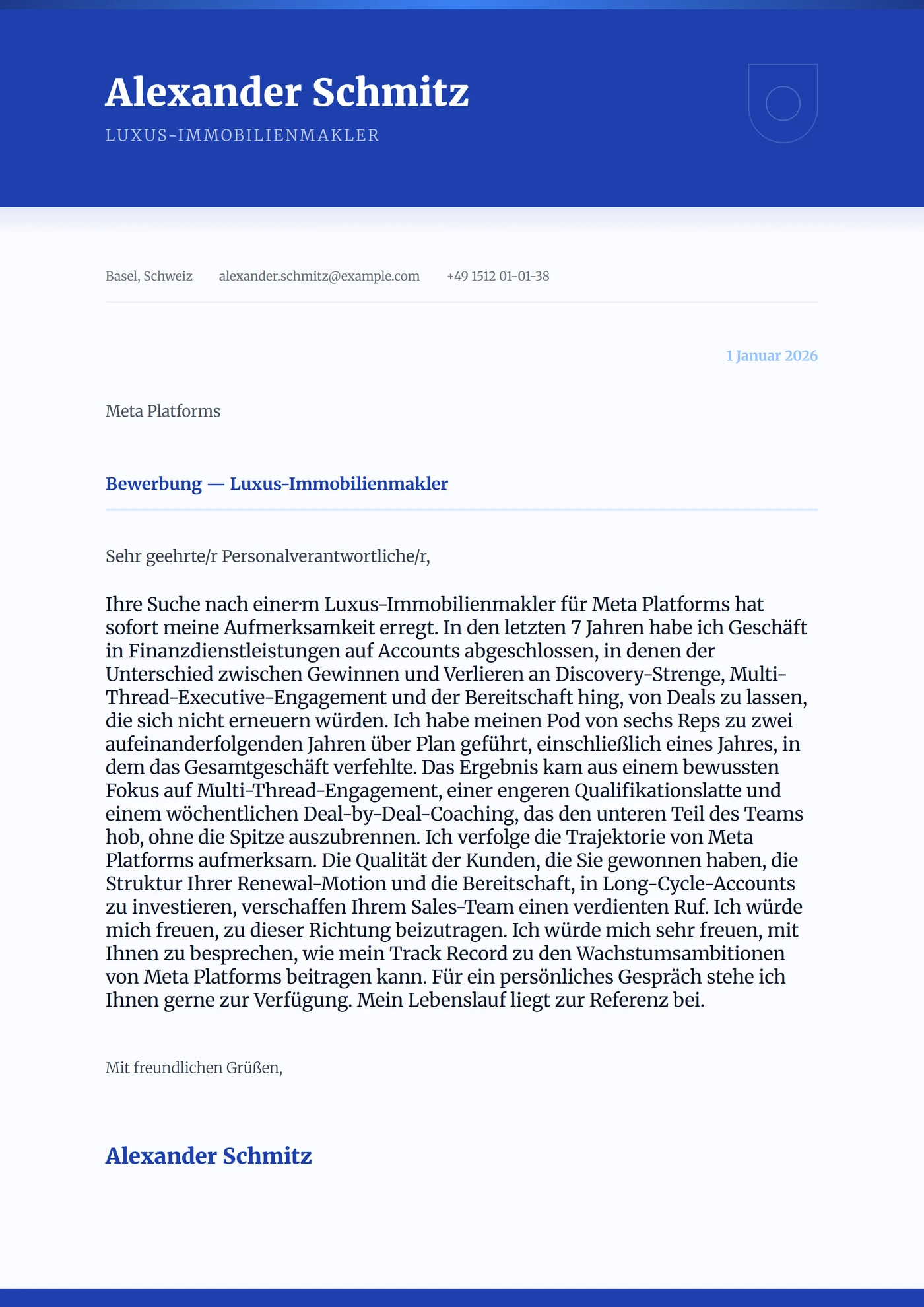 Saphir-Royal — Anschreiben-Vorlagen