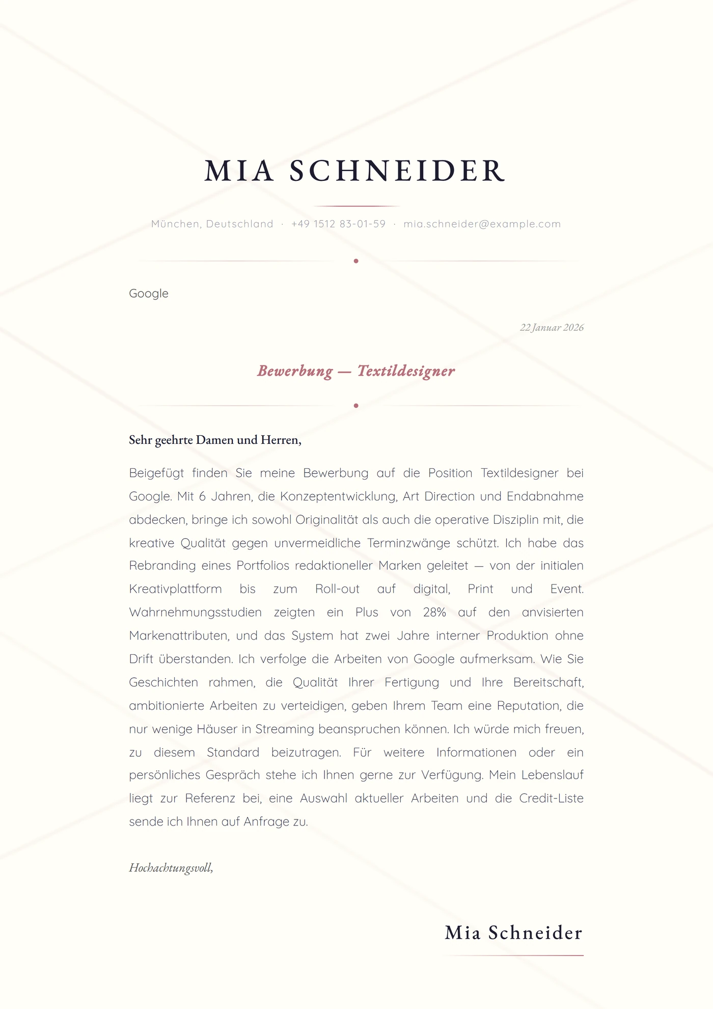Seidenfaden — Anschreiben-Vorlagen