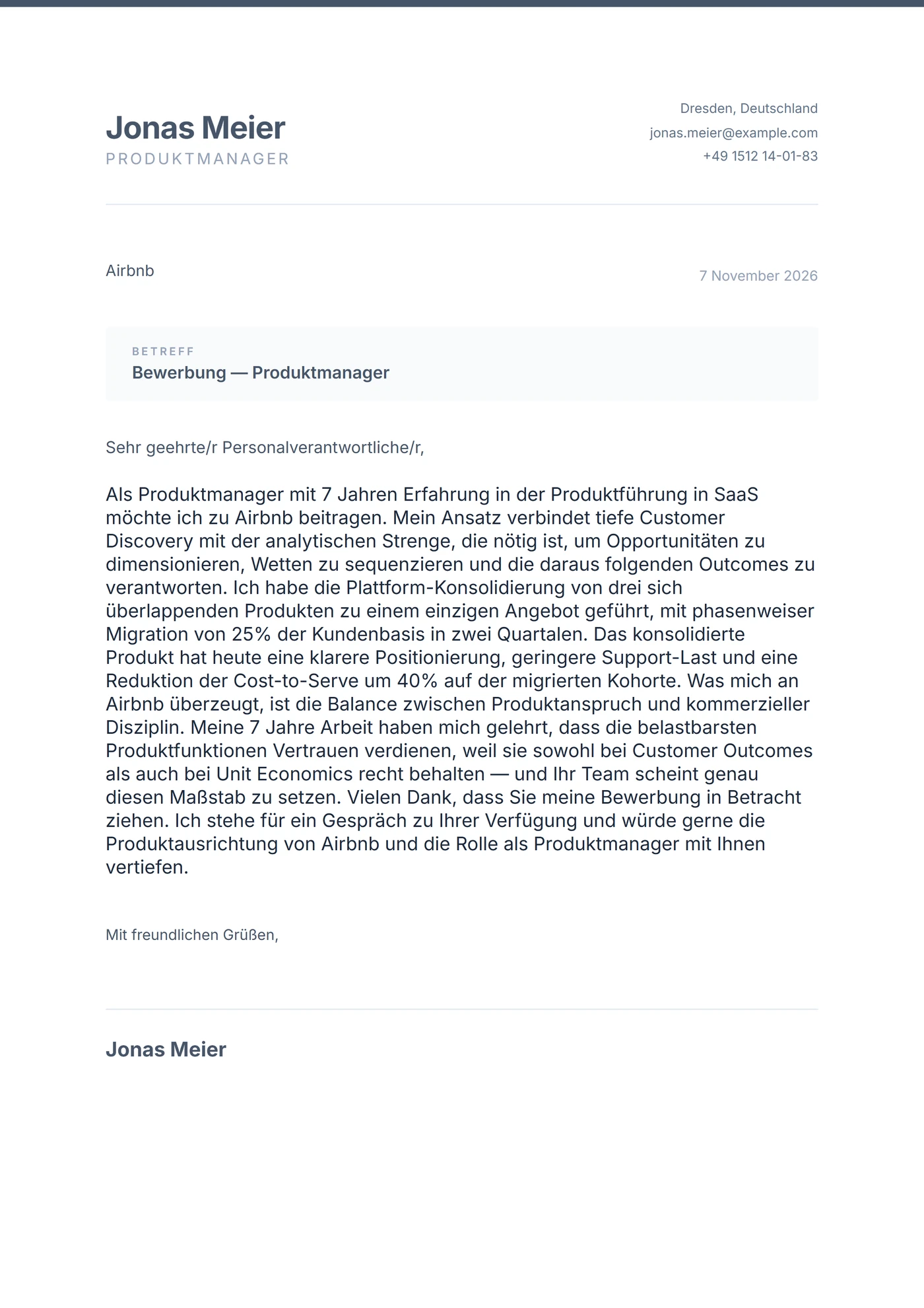 Schiefer Professional — Anschreiben-Vorlagen