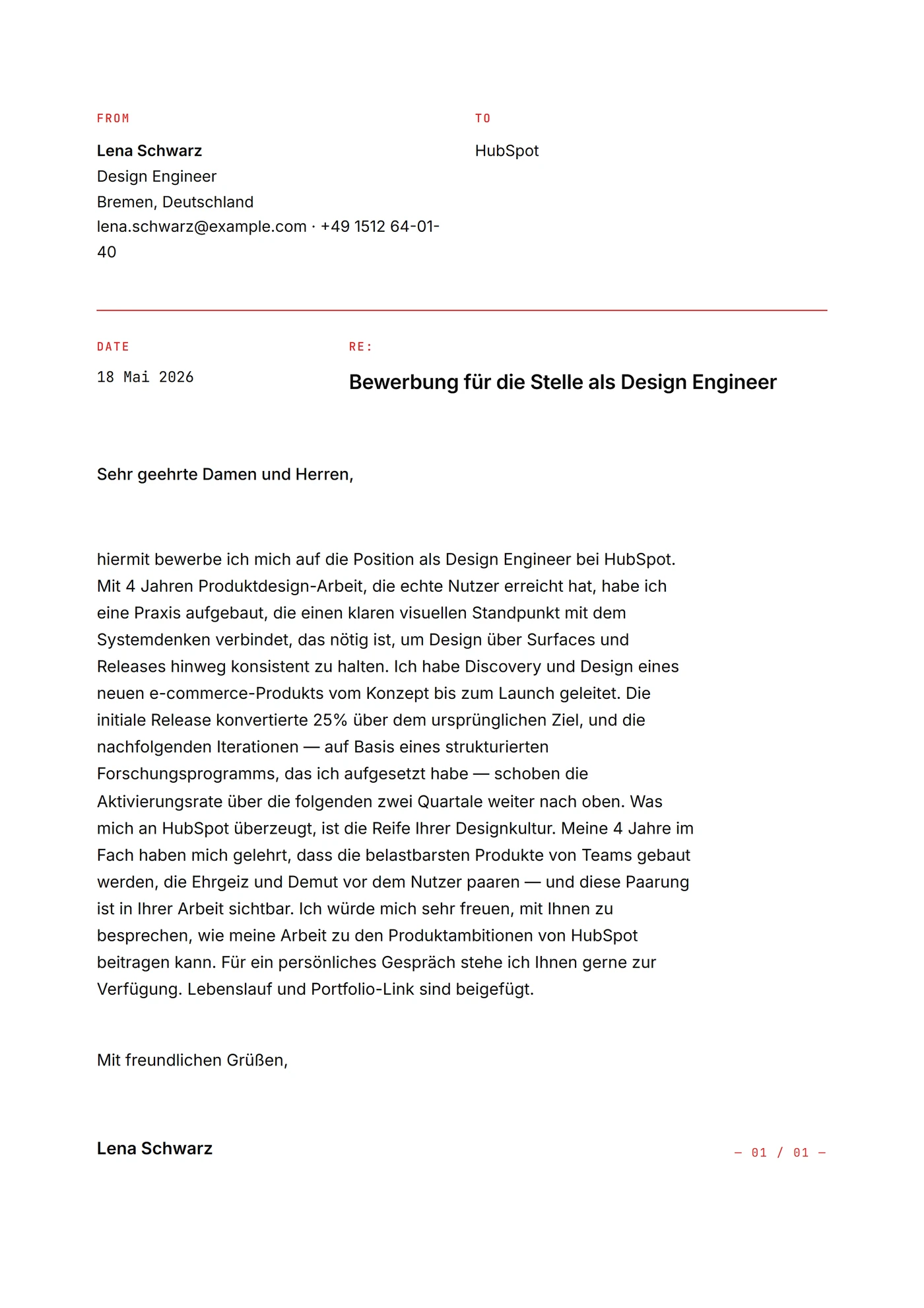 Tech Schweizer Raster — Anschreiben-Vorlagen