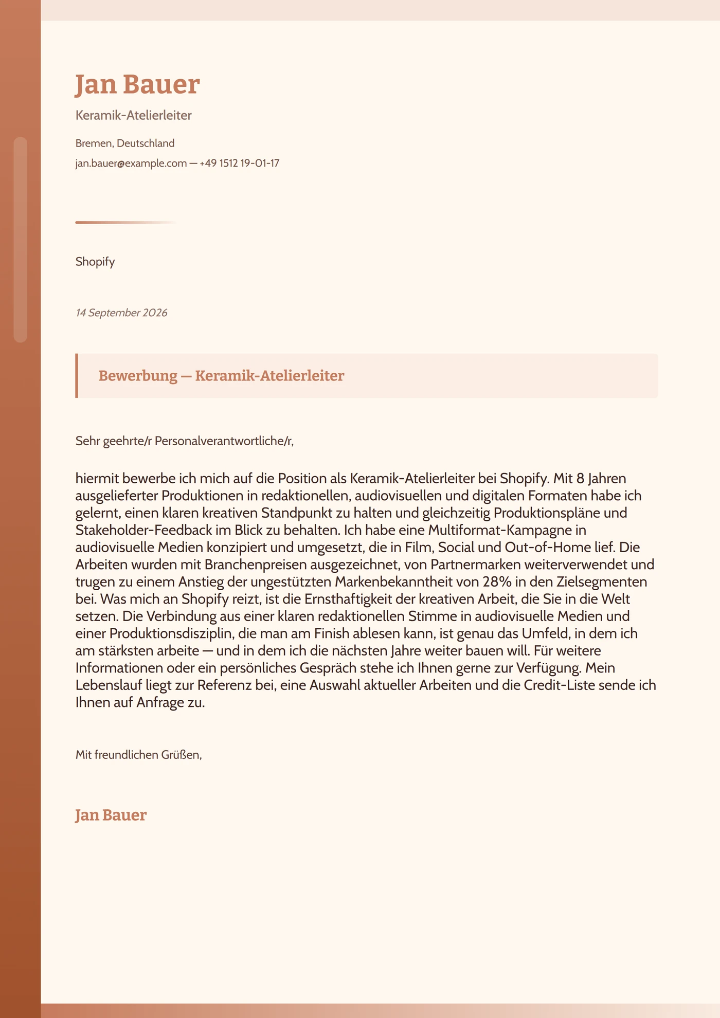 Terrakotta Erde — Anschreiben-Vorlagen